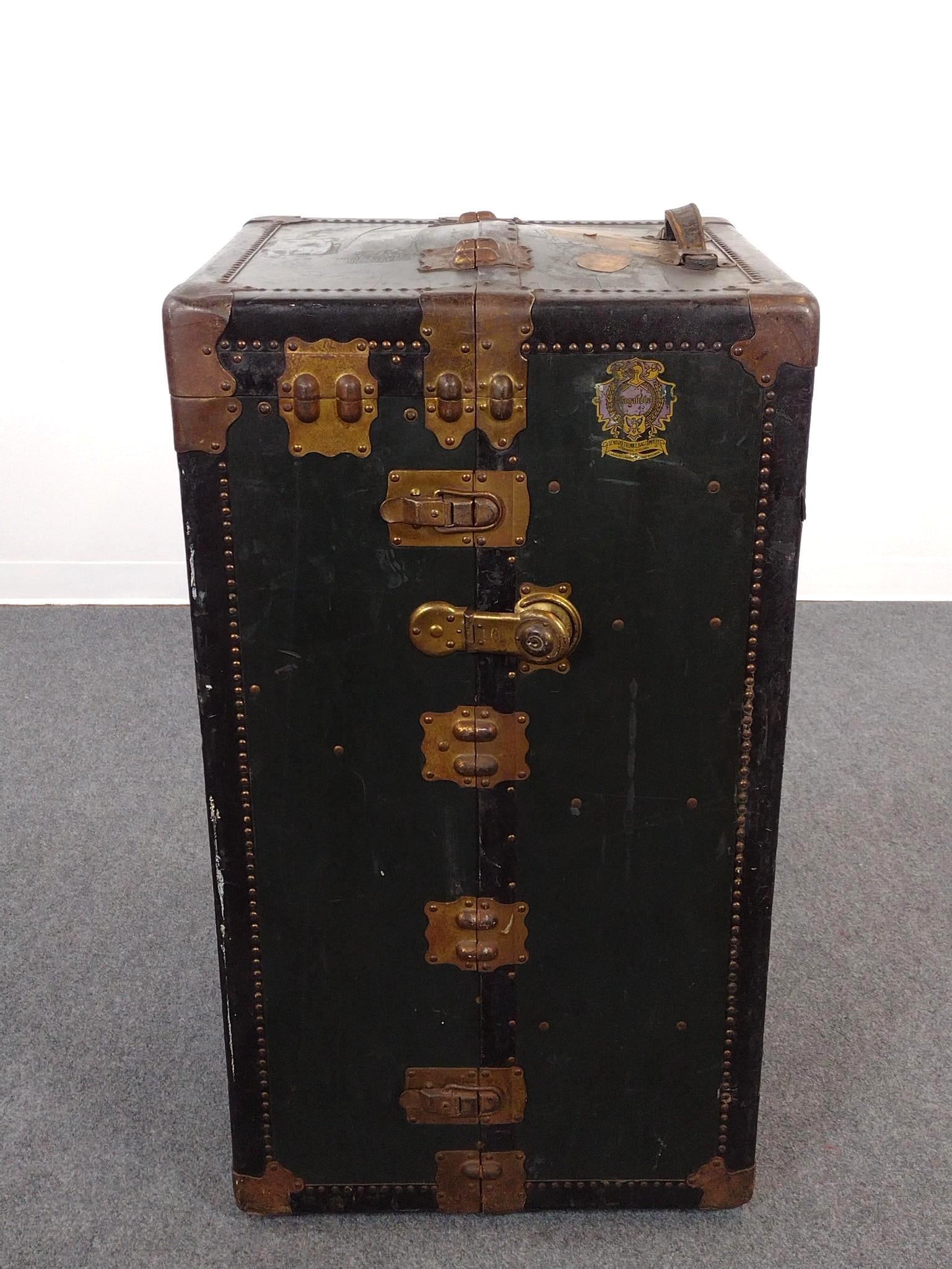 Royalrobe Trunk By Steward Trunk & Bag Co: 41" wide X 22" deep X 23" high. Has wear consistent with age.