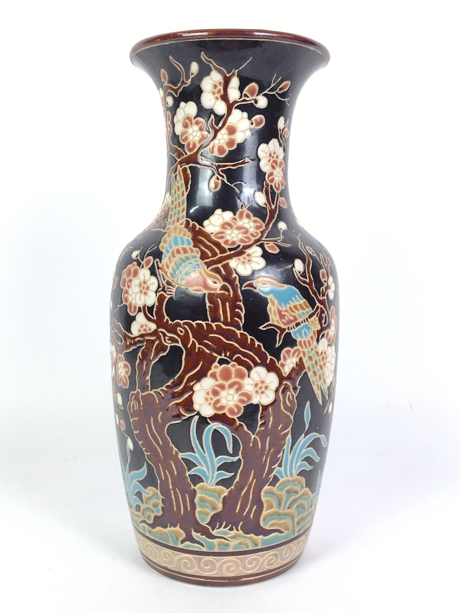 Chinese Cloisonne Vase: 7-1/2" diameter X 17-1/2" high.