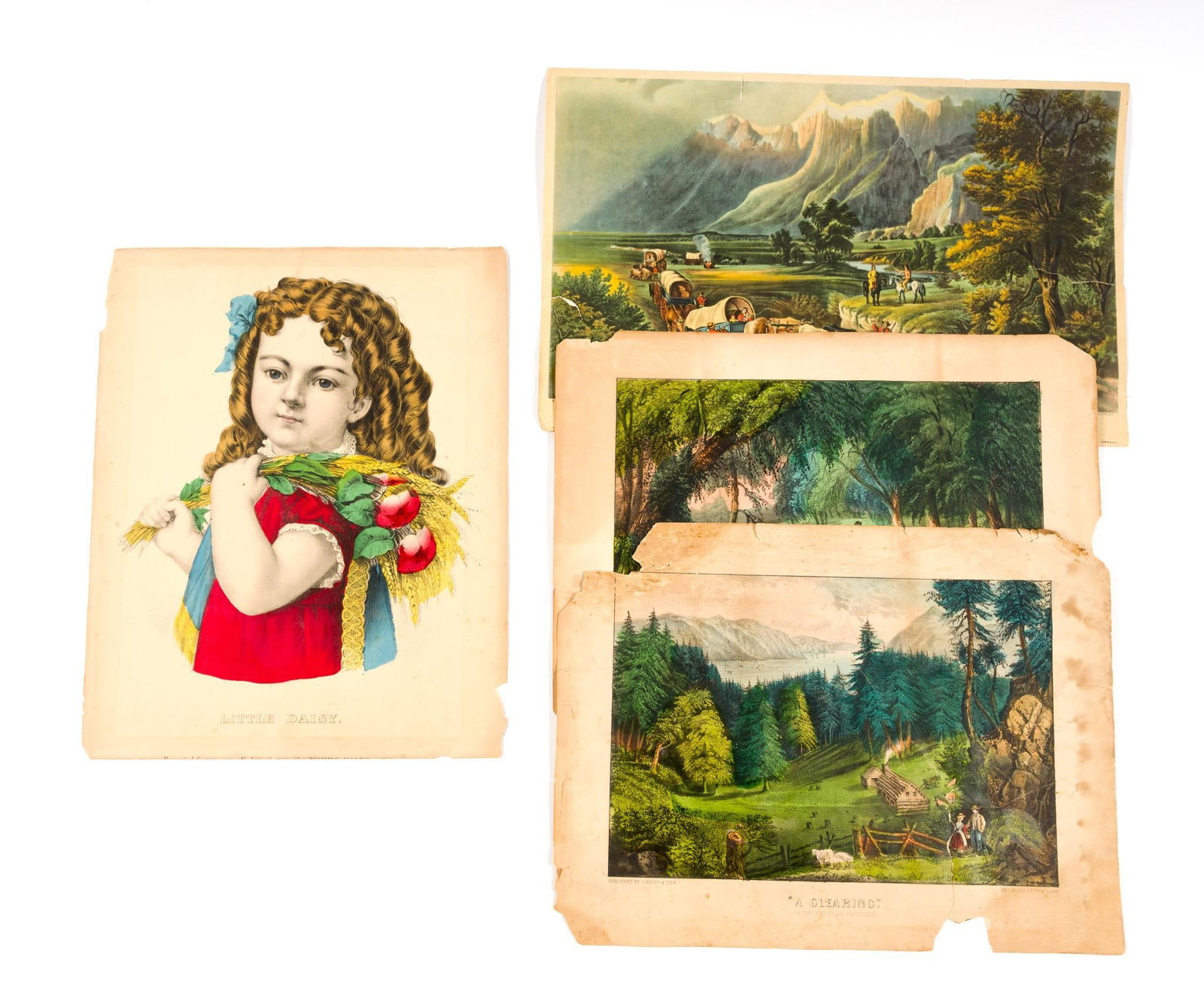 Four Antique Lithographs Incl. Currier and Ives Prints (1 of 5)