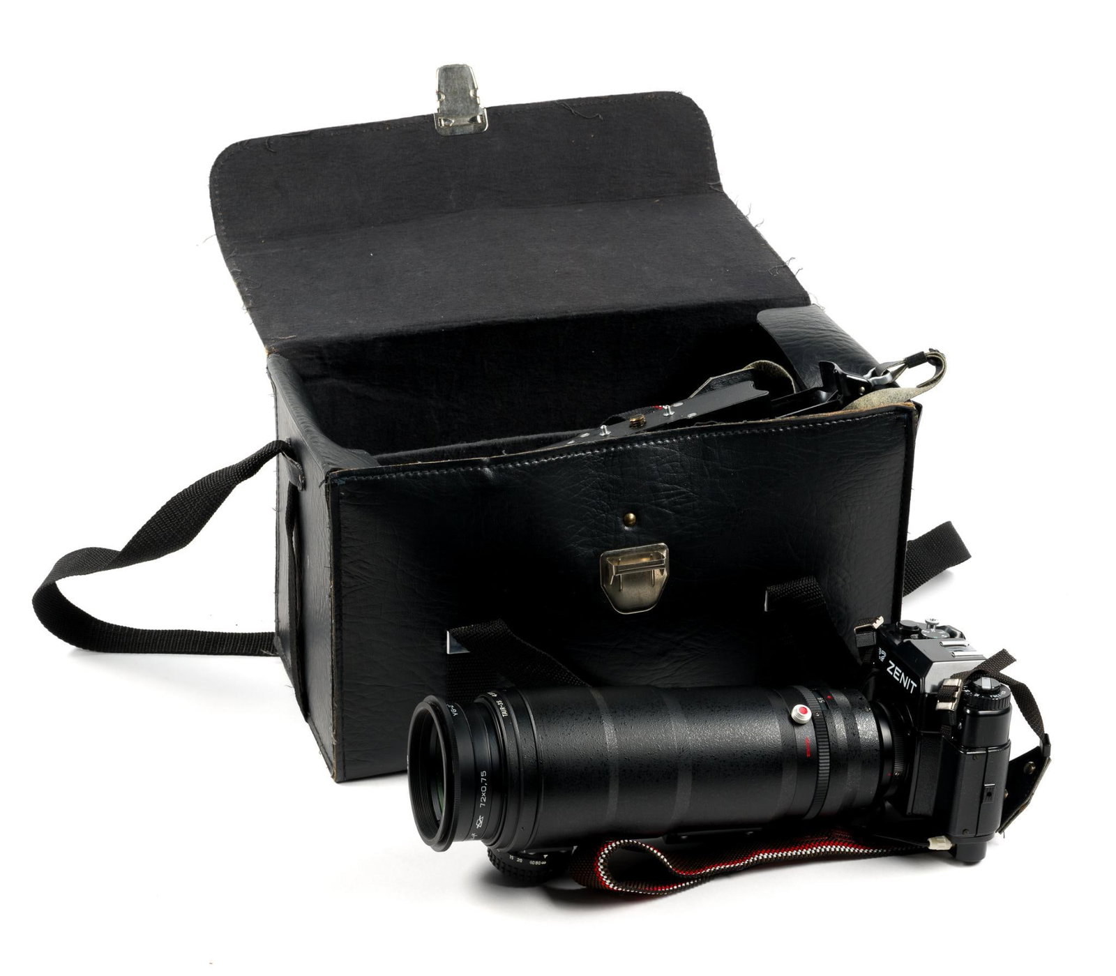 Soviet-Era Zenit FS-122-S "Photosniper": Comes in original carrying case with included accessories. Case is 14" in length, 7 - 1/2" in depth and 9.5" wide.