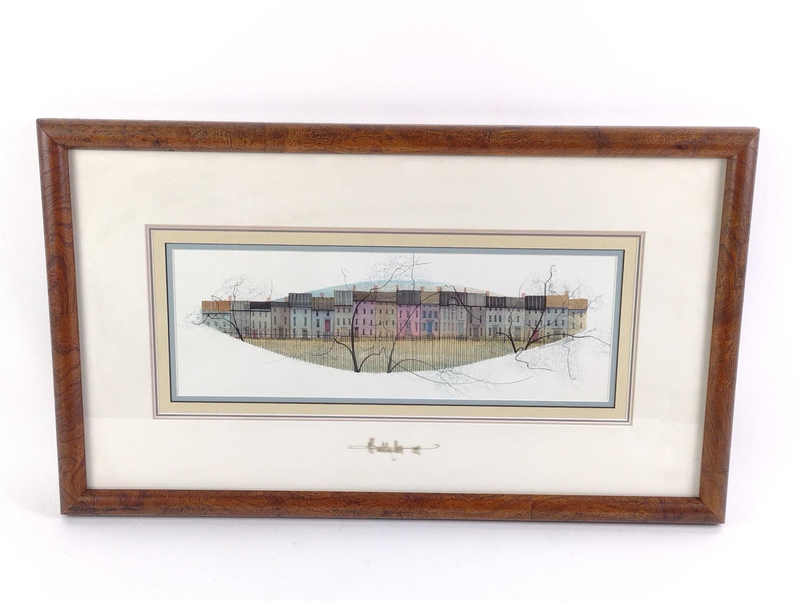 Untitled P. Buckley Moss (1933 - 2024) Watercolor: Both watercolor and frame are signed by the artist. Dated 1991. Overall with frame 27 - 1/2" by 16 - 1/4". Sight measures 17 - 3/4" by 6 - 1/4".