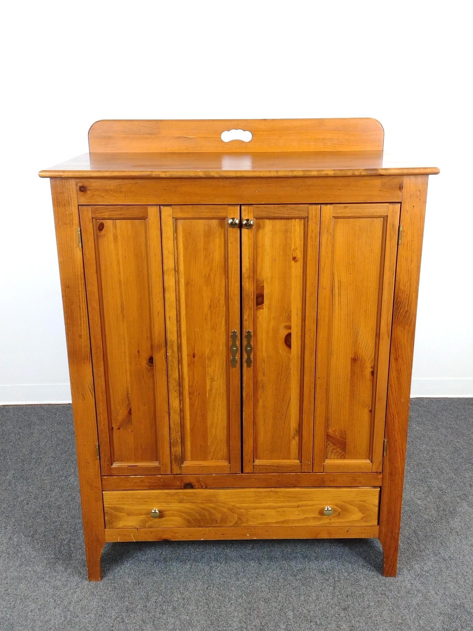 Jelly Cupboard: 39" wide X 21-1/2" deep X 53&1/2" high. Has some light scratches.