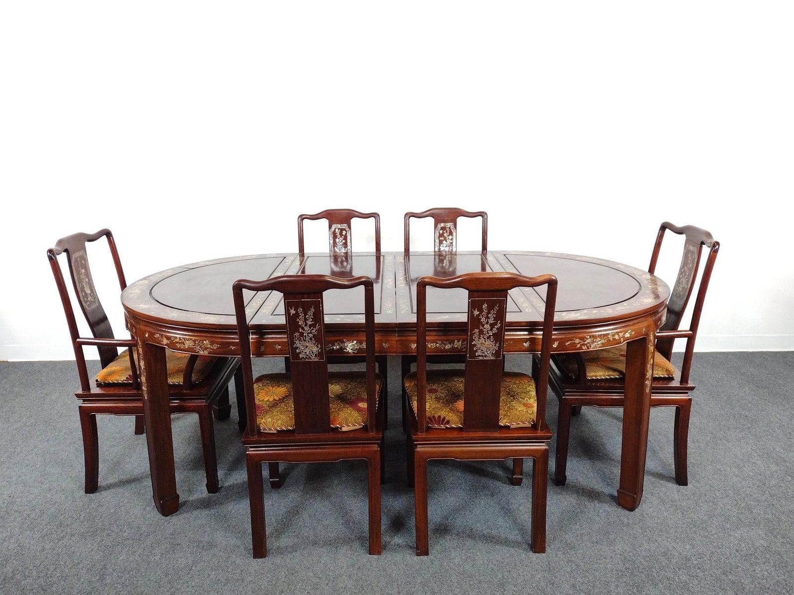 Inlaid Asian Style Dining Table & Chair Set (1 of 13)