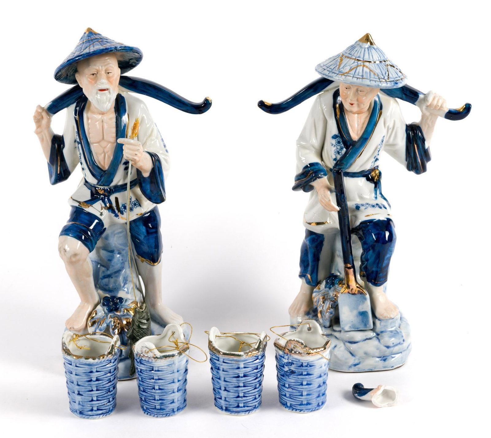 2 Porcelain Japanese Water Carrier Figurines (1 of 6)