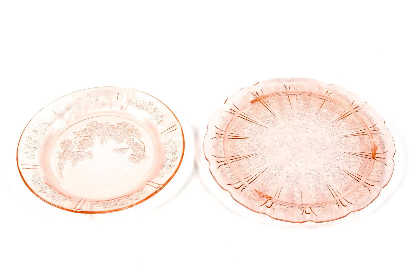 2 Pink Depression Glass Plates Incl. Federal Glass Co. (1 of 3)