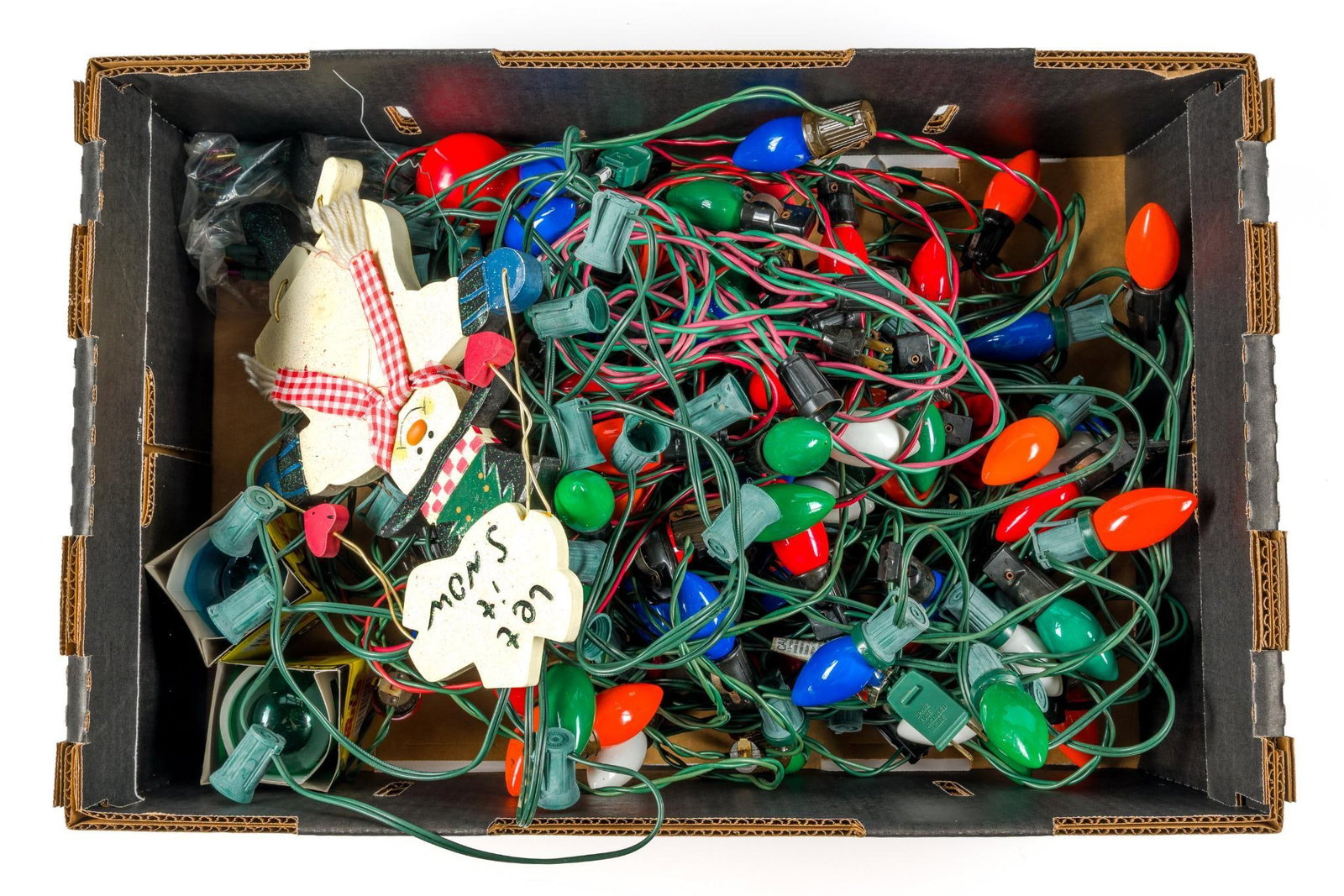 Vintage Christmas Lights and Wooden Snowman (1 of 1)