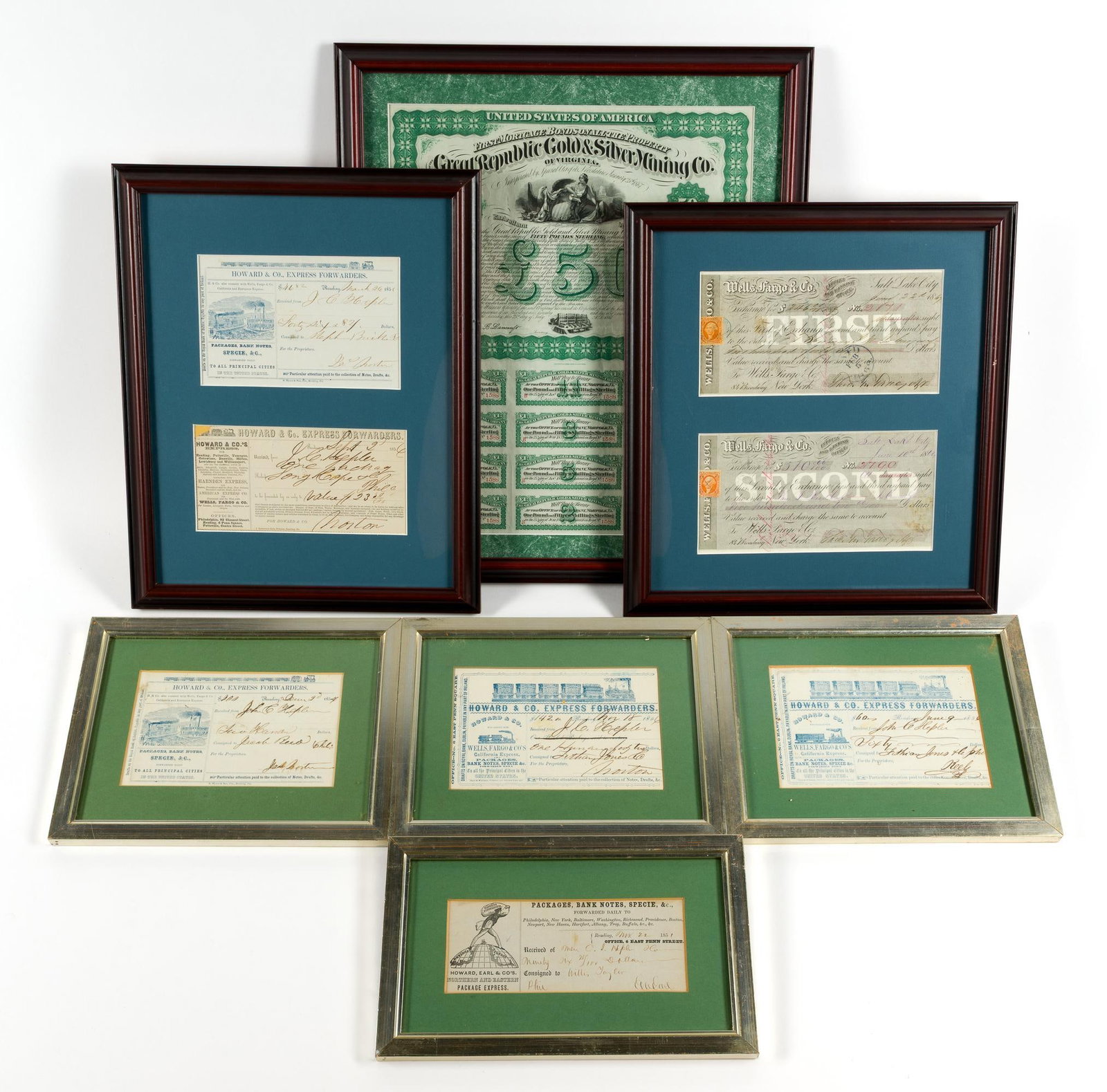 7 Framed Antique Bonds and Shipping Receipts (1 of 8)