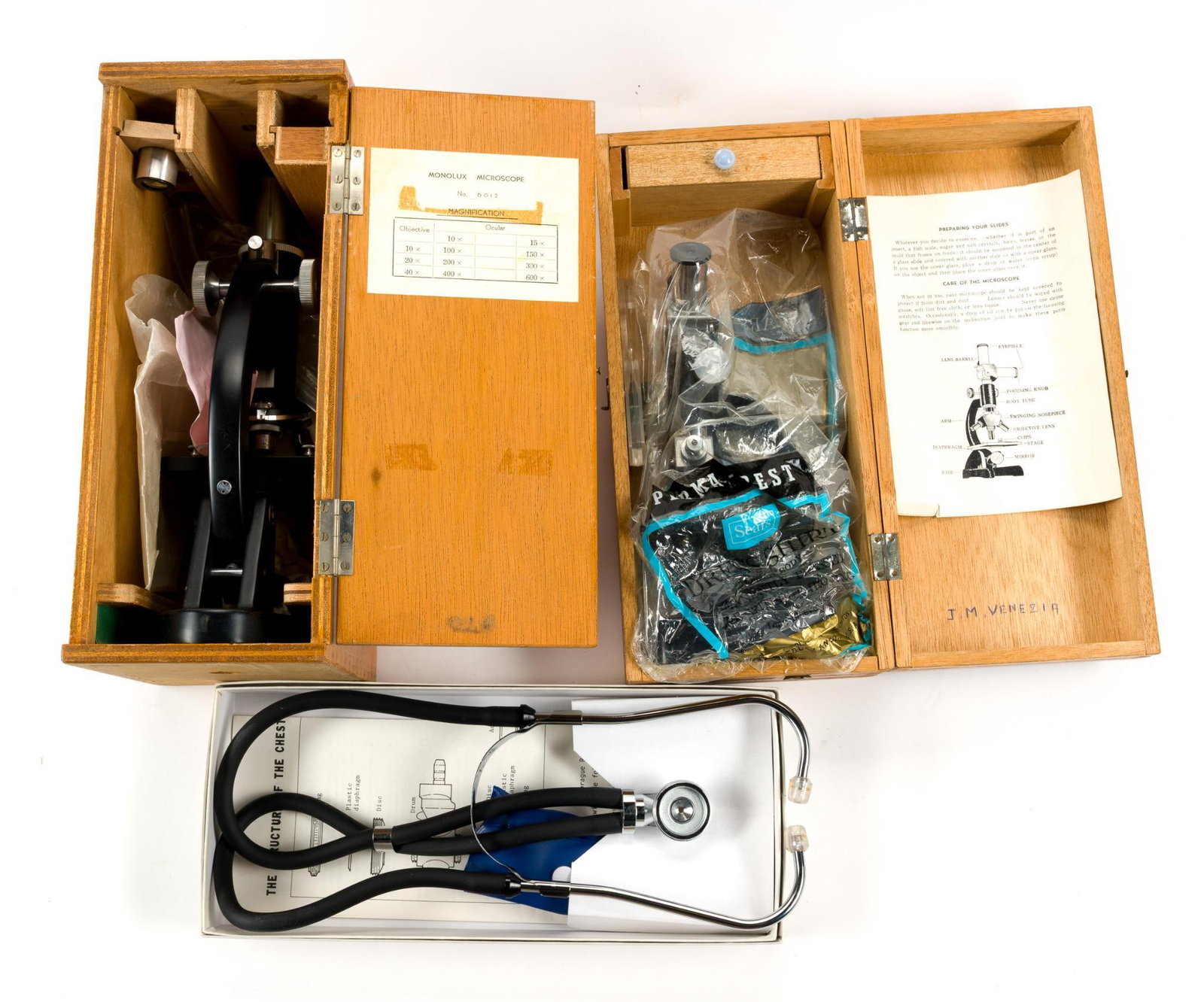 Stethoscope and 2 Vintage Microscopes (1 of 4)