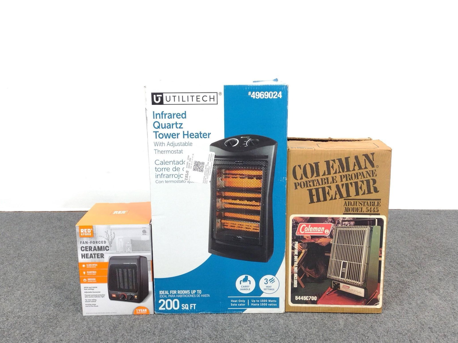 3 Electric Heater Incl Coleman: Also includes Red Stone & Utilitech. All in original box.