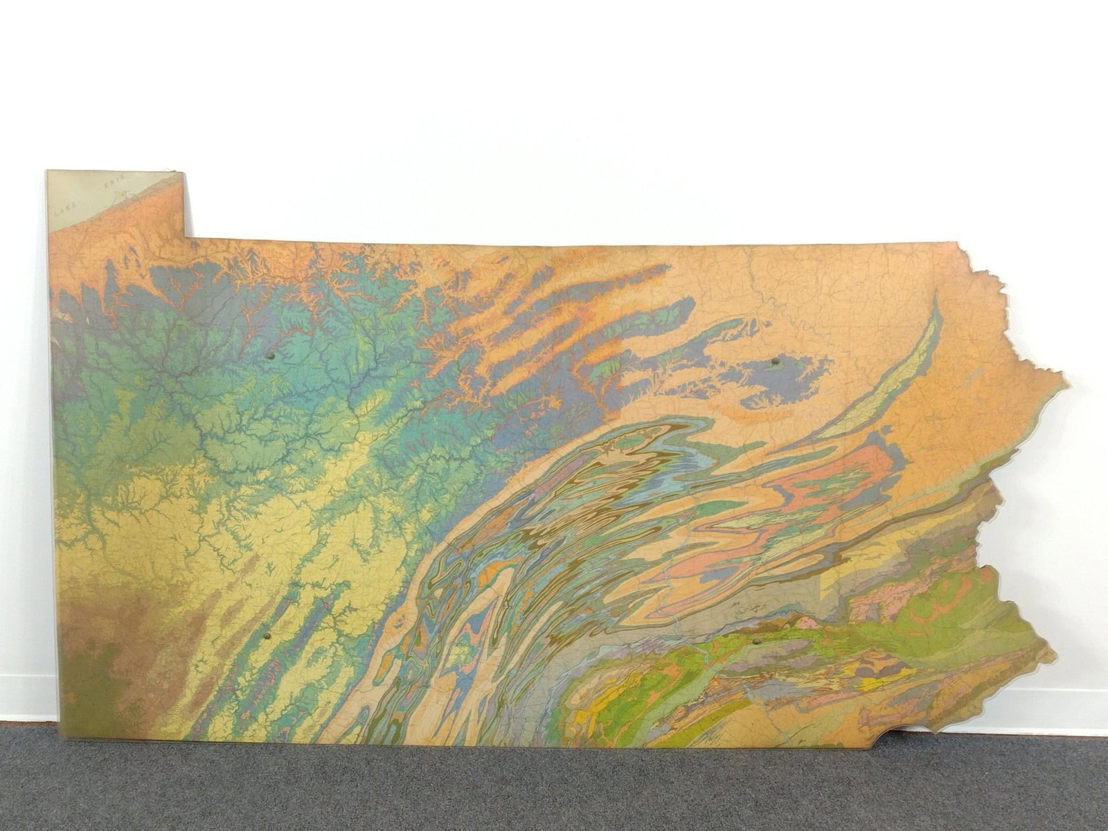 Vintage Geological Map of Pennsylvania: 39-3/4" long x 76-1/4" wide.