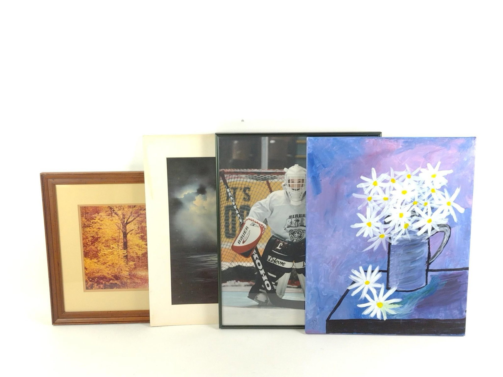 4 Wall Hangings Incl. Jim McMichael: McMichael print signed and numbered 1 of 100. 16" to 20-1/2" high X 16-1/2" to 20-1/4" wide. All framed.