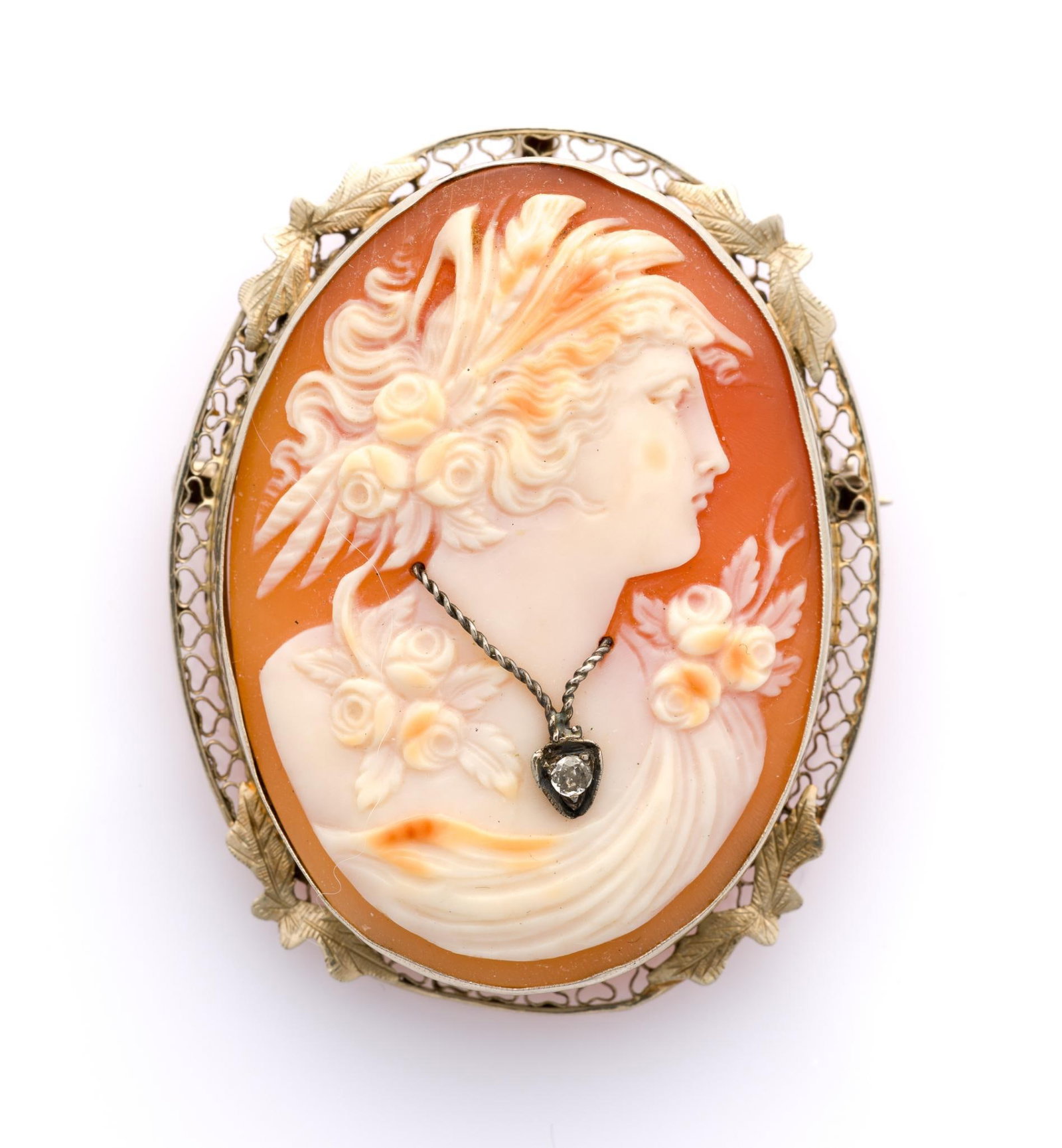14K Gold Cameo Brooch or Pendant (1 of 3)