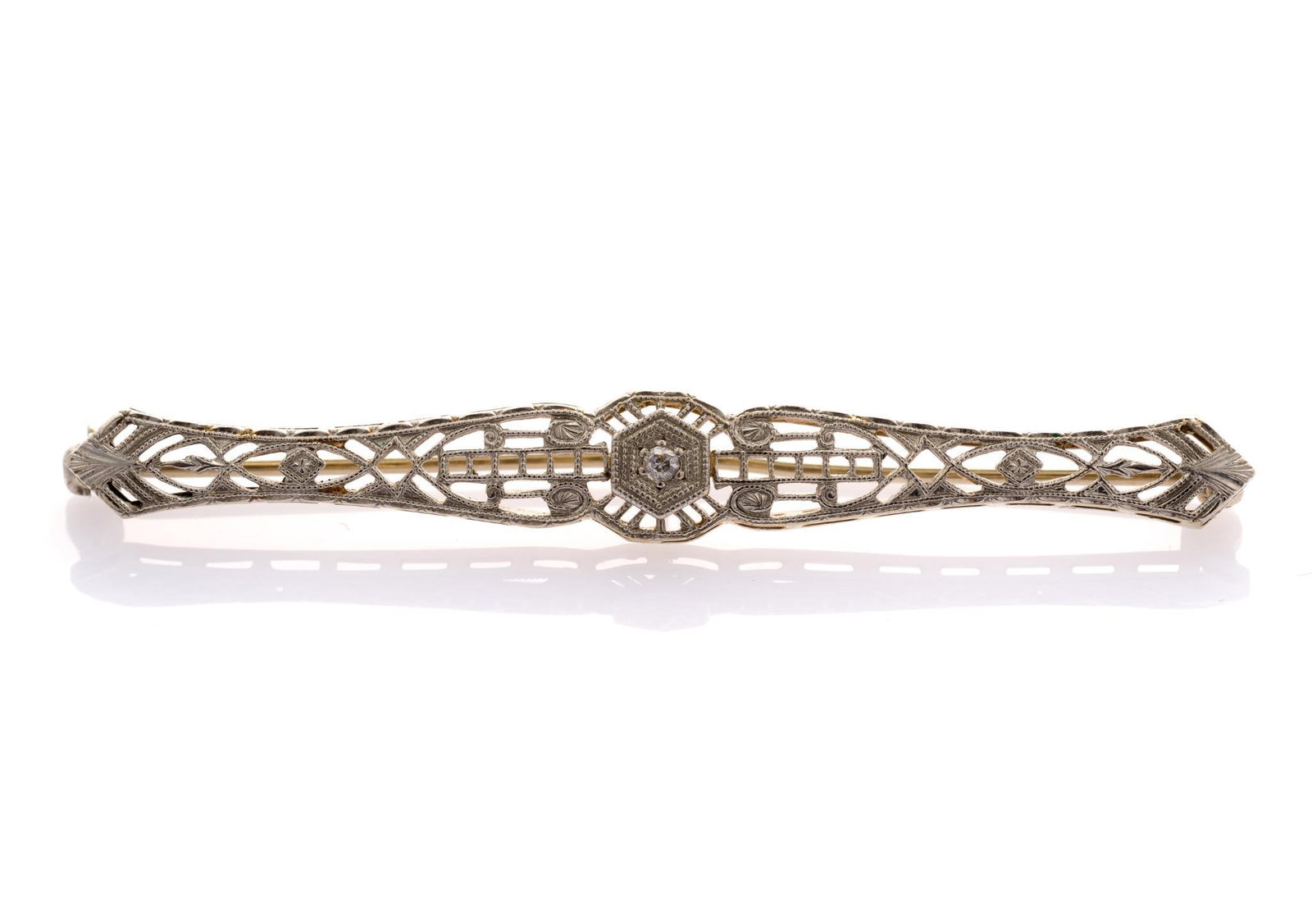 Antique 14K White Gold Bar Pin (1 of 3)