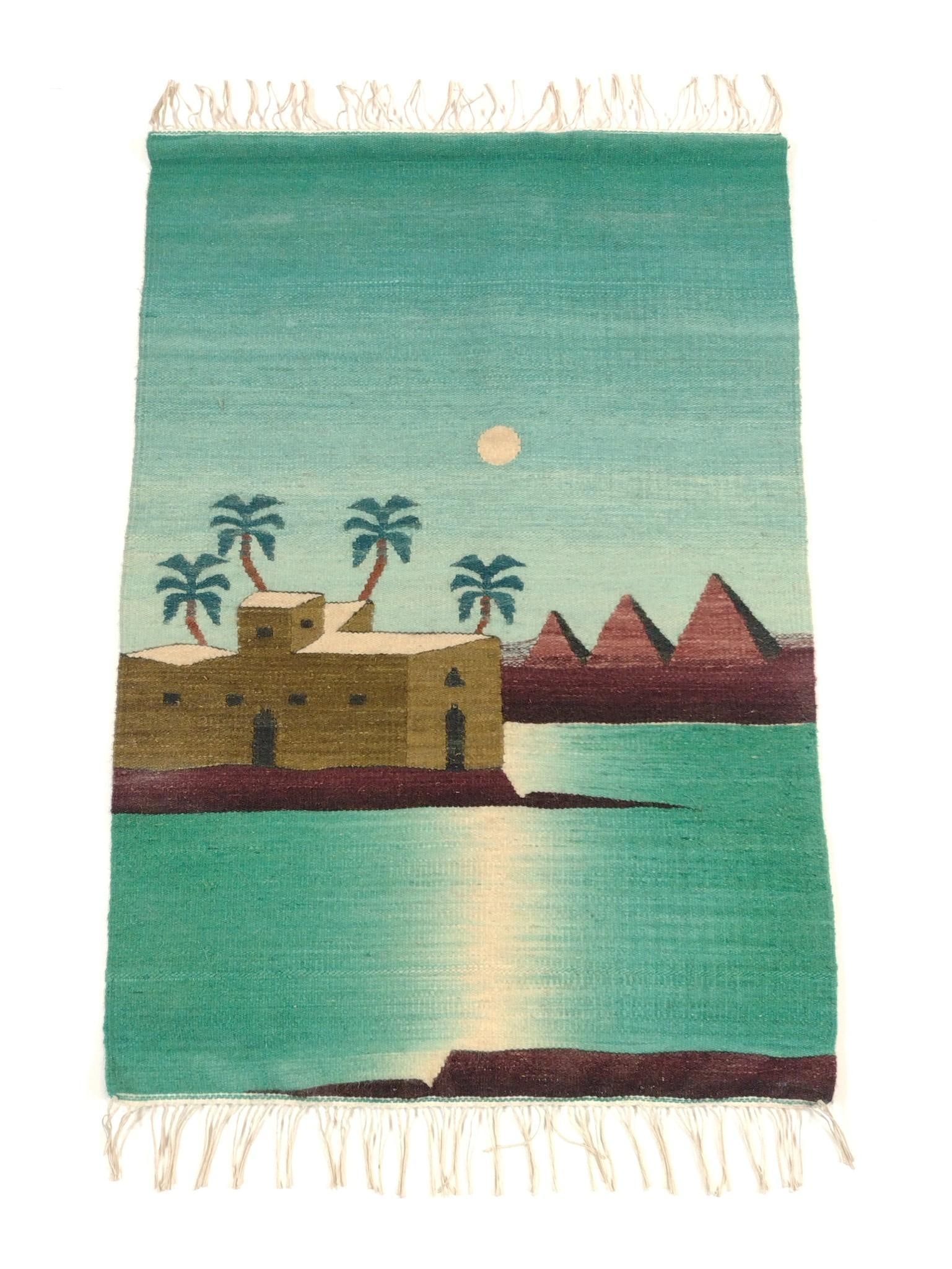 Egyptian Tapestry: 2'3" wide X 3'3" long.