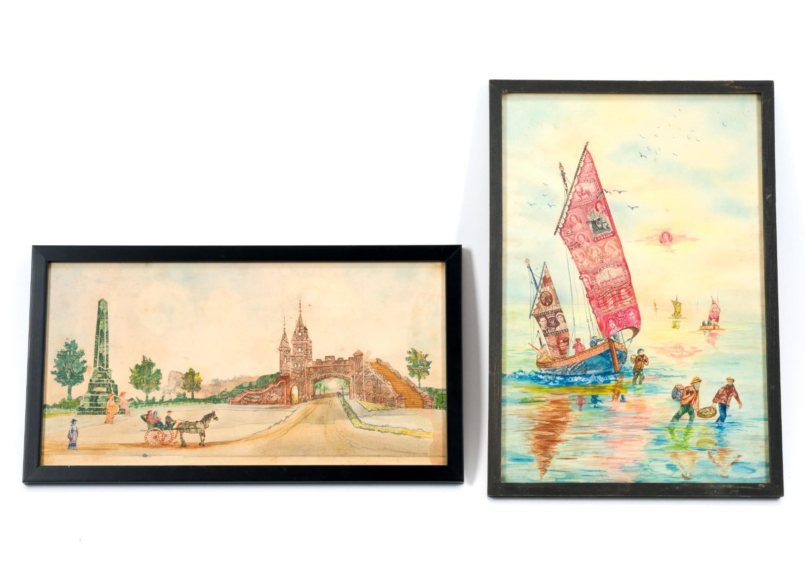 2 Framed Vintage Postage Stamp Collages (1 of 4)