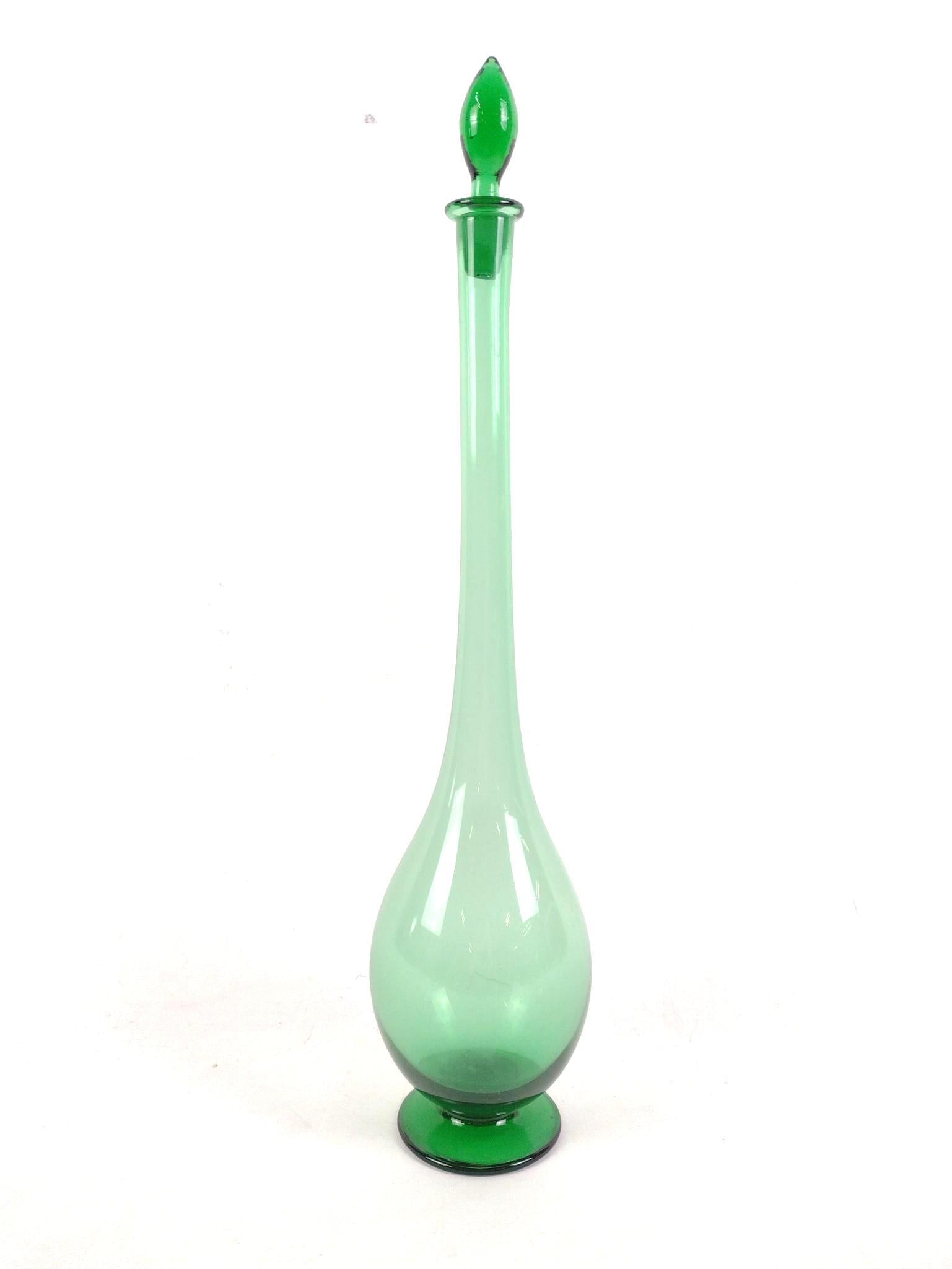 Blown Glass Decanter: 4-1/4" diameter X 19-3/4" high.