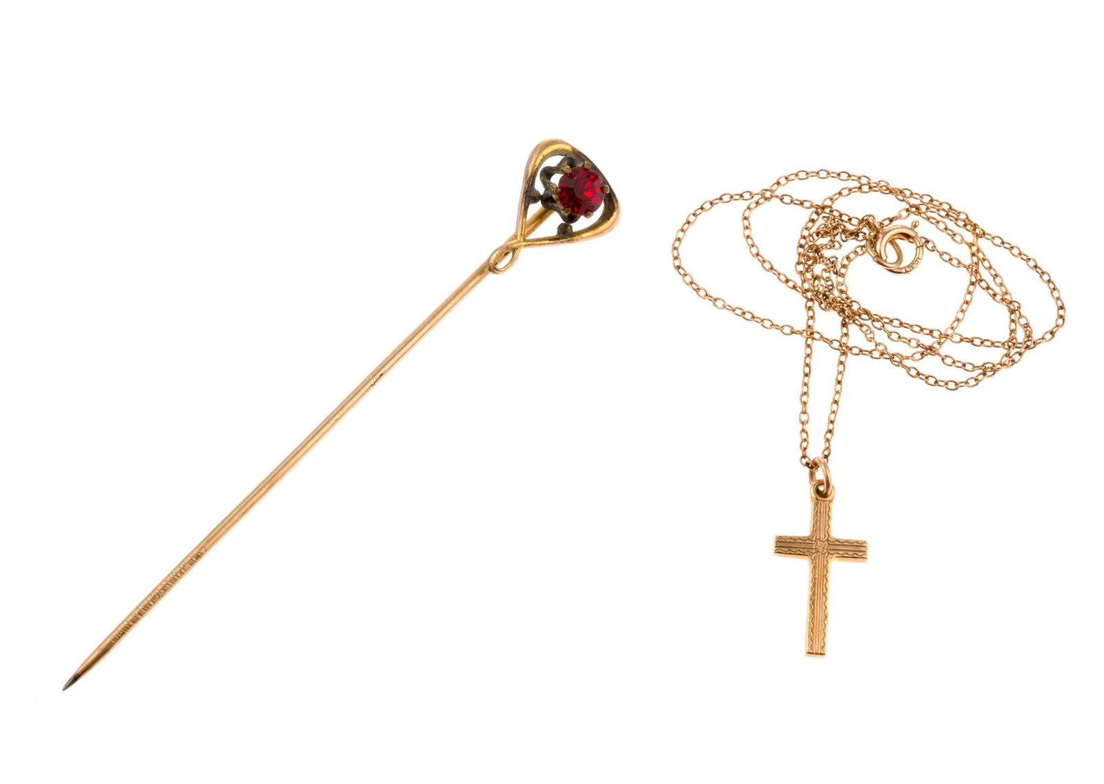 10K Gold Jewelry: One marked, one tests. 2.1 grams.