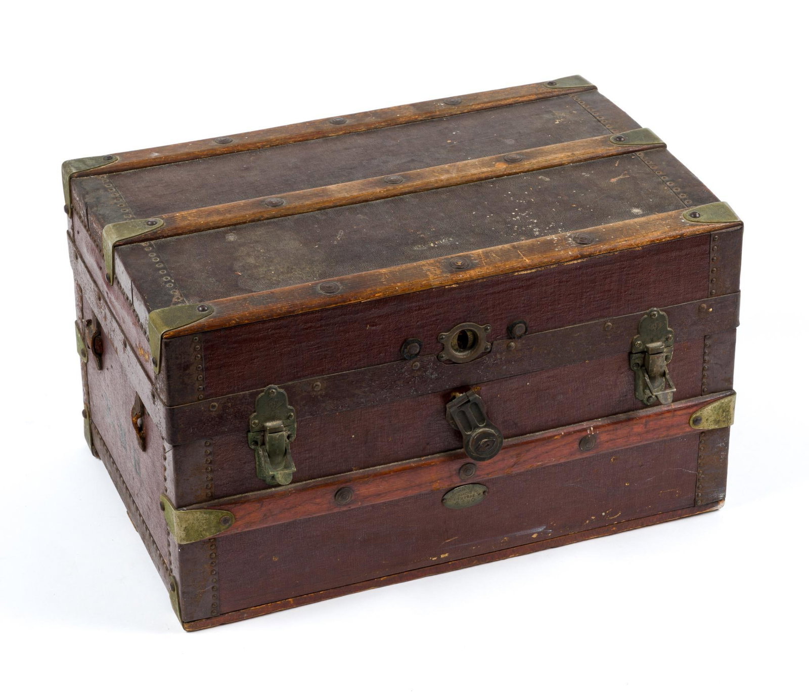 Small Crouch Fitzgerald Trunk: Measures 18" by 12" by 11 - 12". Personalized with "E.M.B" on the sides