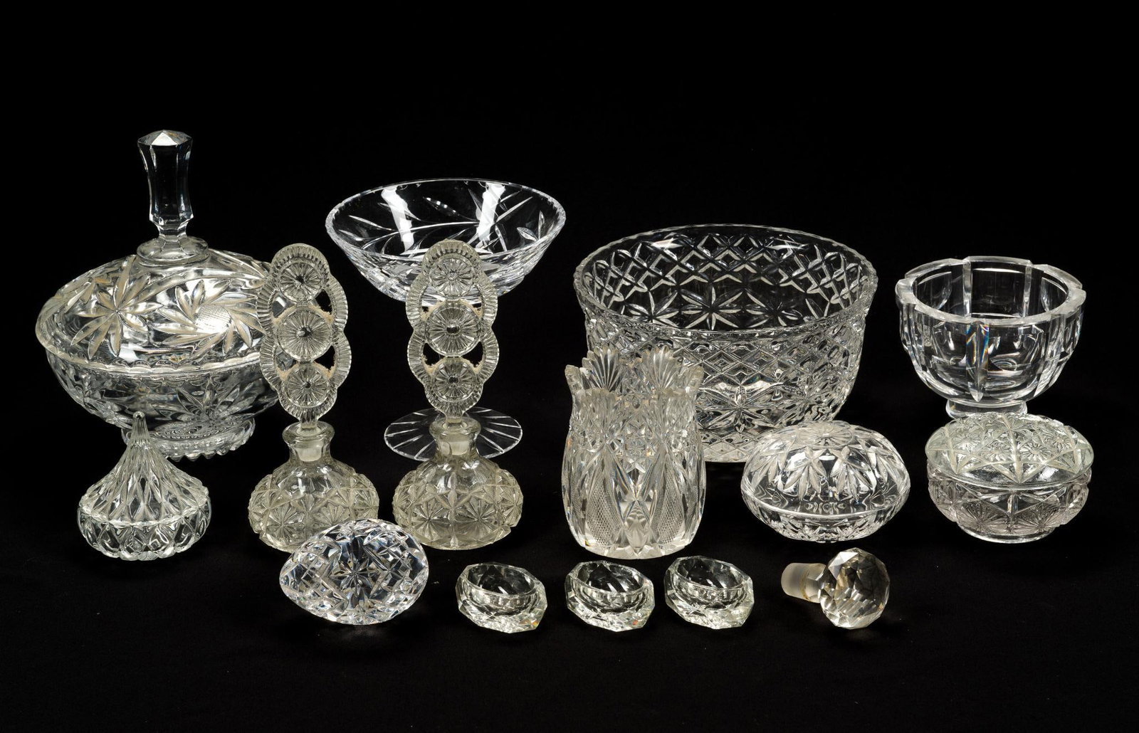 15 Pieces of Cut Glass Incl. Cruets (1 of 6)