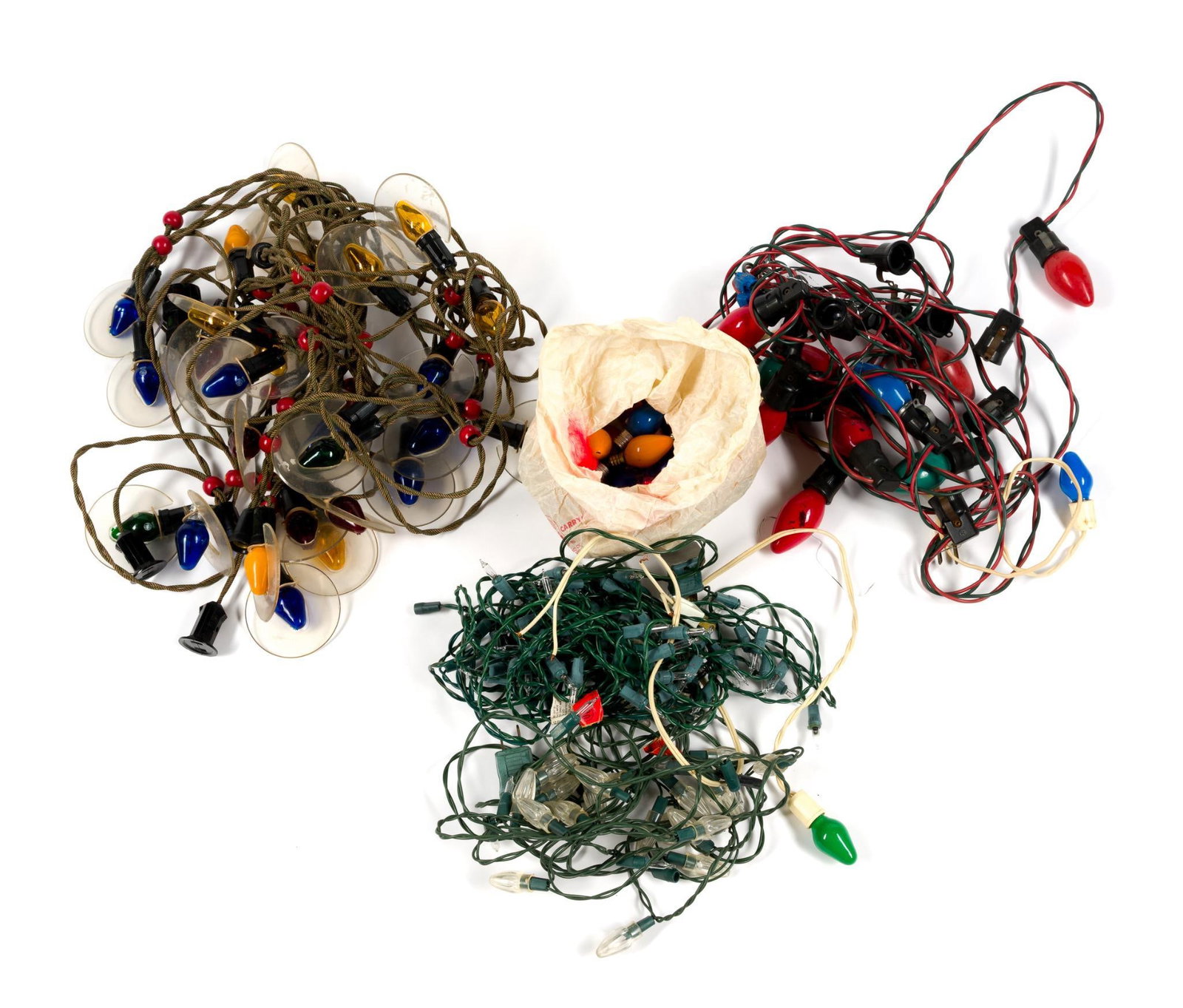Vintage Christmas Lights: Includes 3 strands and a bag of extra bulbs.