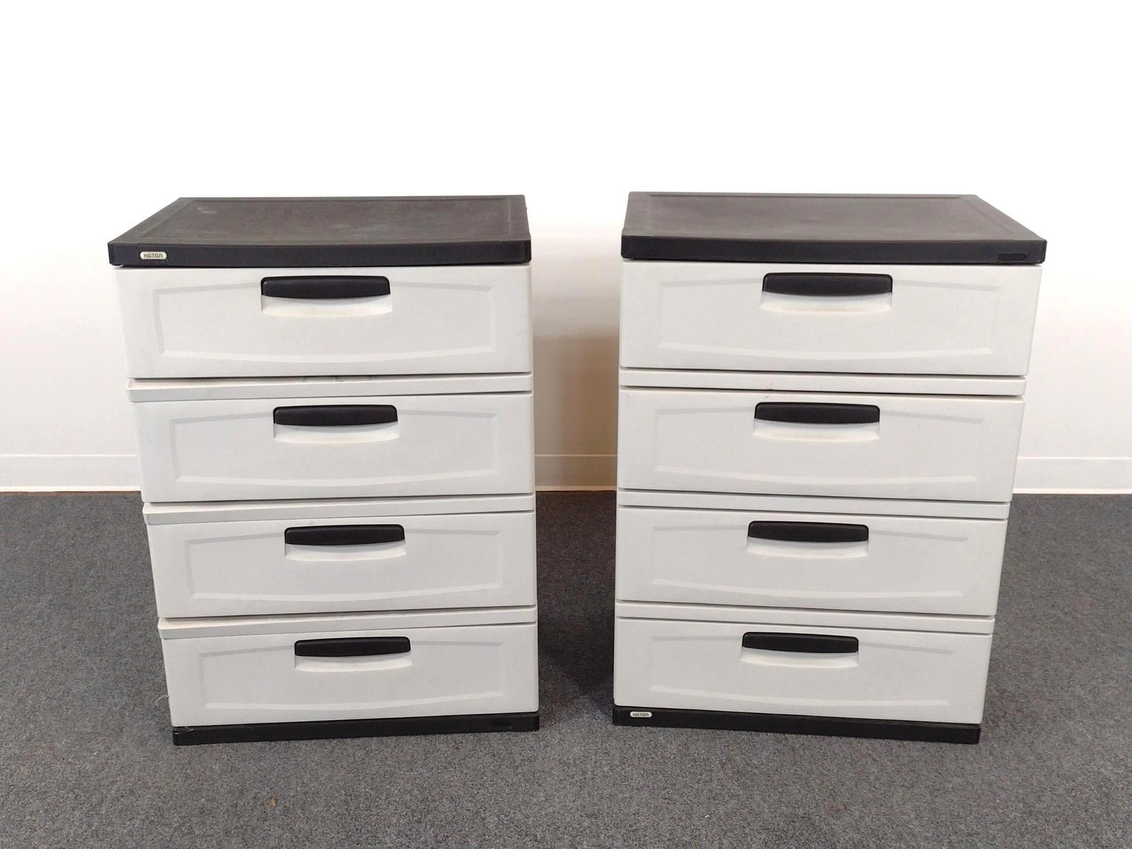 2 Keter Storage Organizers: Each 26" wide X 18" deep X 35-1/2" high.