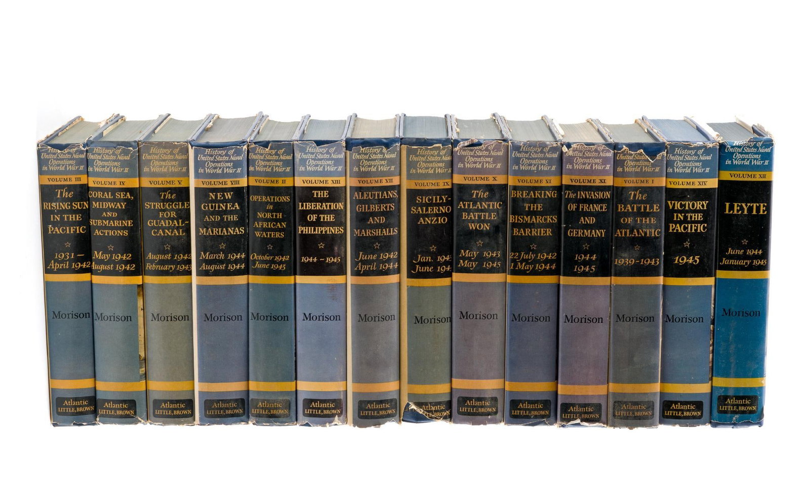 14 Volumes of "History of United States Naval Operations in World War II": The Pulitzer Prize-winning "History of United States Naval Operations in World War II" by Samuel Eliot Morison is 15 volumes of WWII naval history commissioned by President Roosevelt. Individual