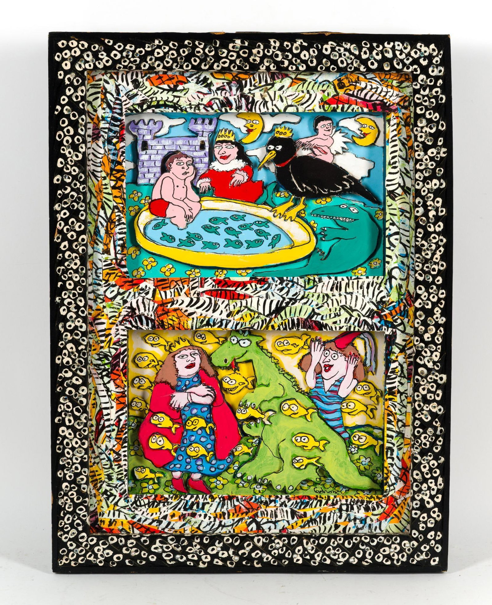 Mixed Media Art by David Cedrone: Framed and signed. Measures 23" x 17".