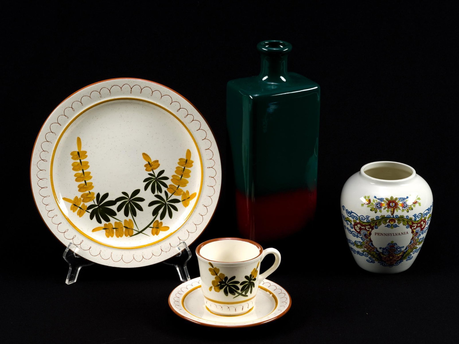 Pottery & Ceramics Incl. Delft: Also includes Stagl and Haeger. Largest piece measures 4" x 12 - 1/2" x 3".