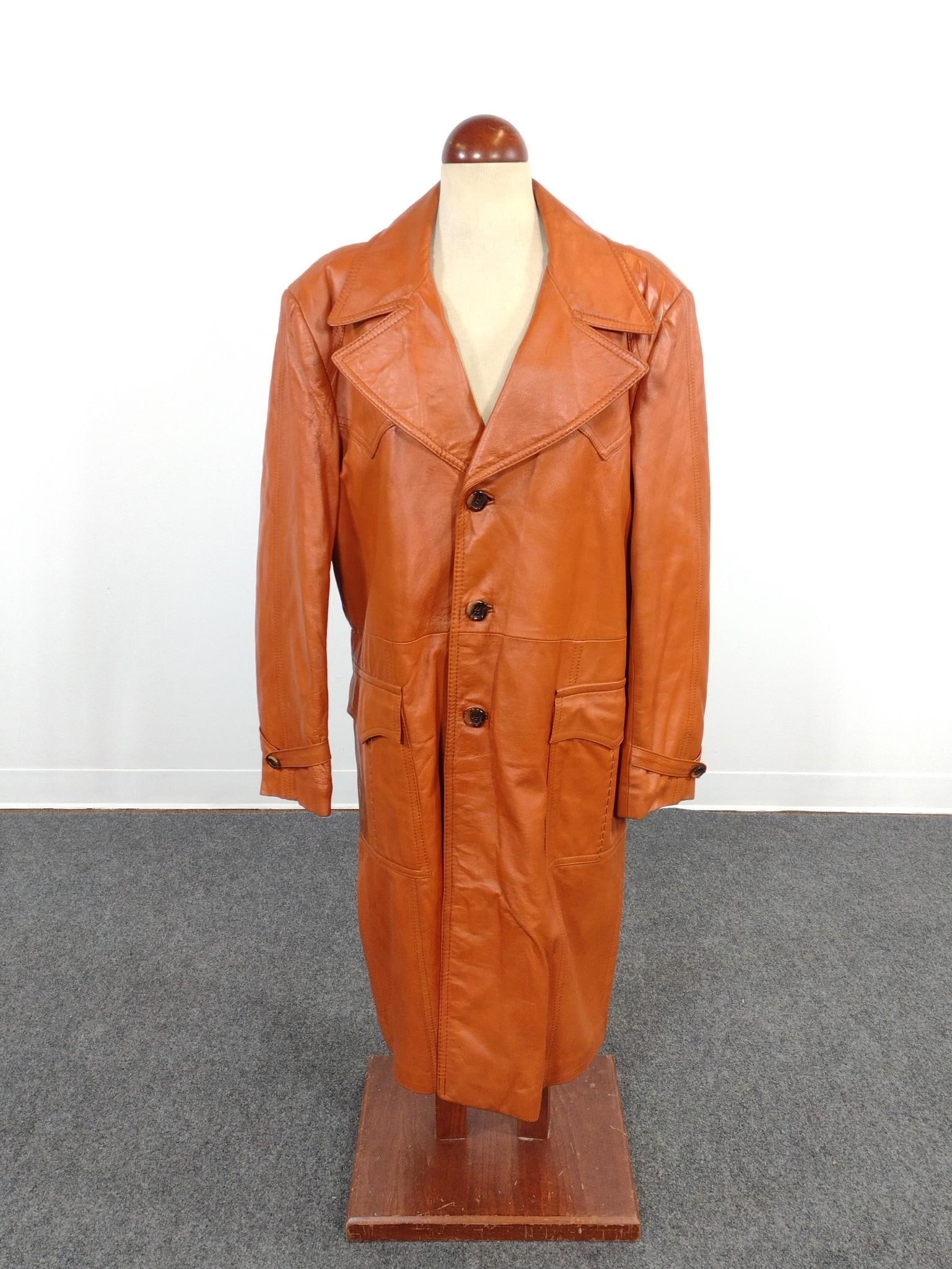 Men's Orange Montreal Leather Jacket (1 of 4)