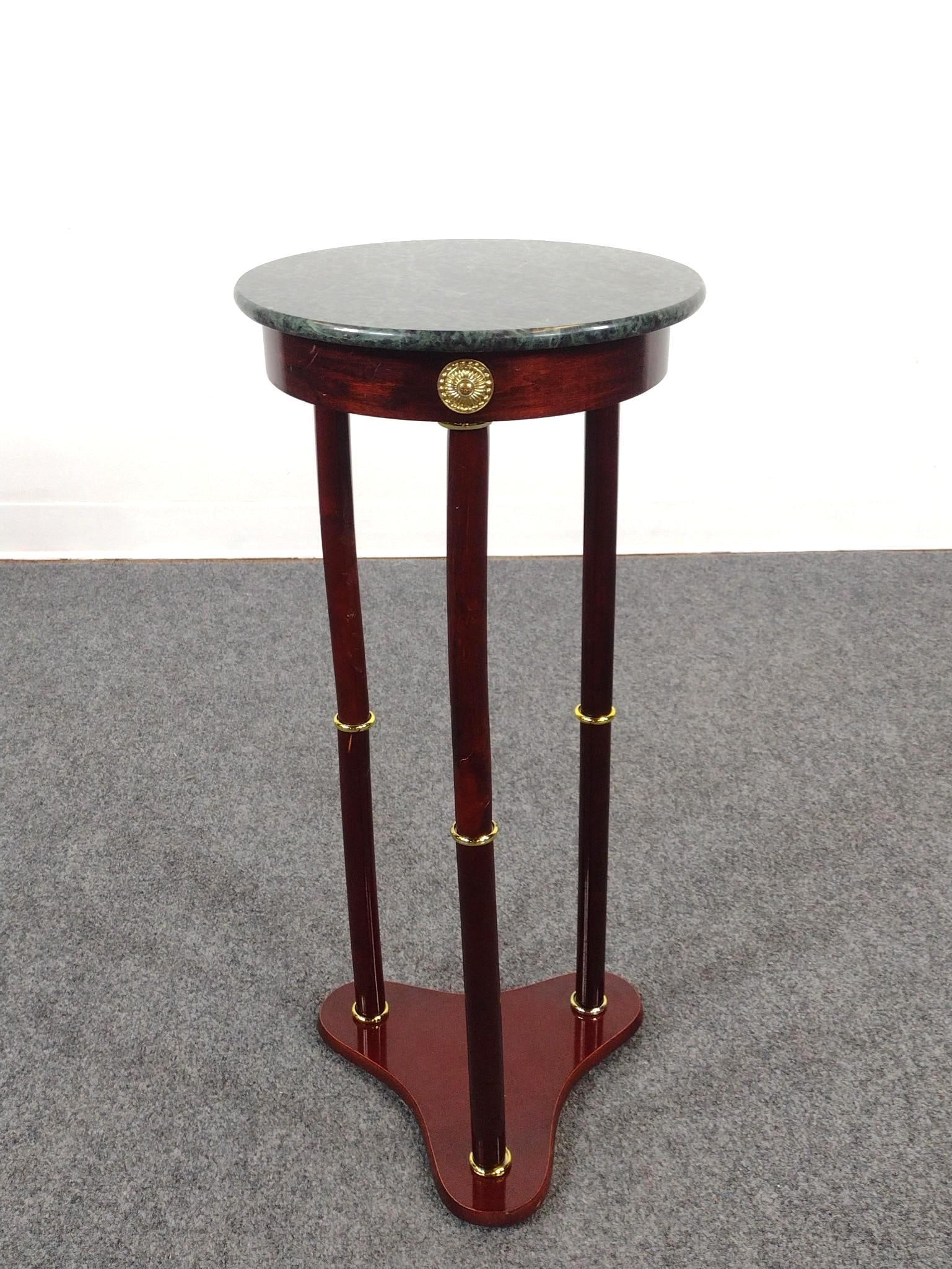Marble Top Stand: 12" diameter X 27-1/4" high.