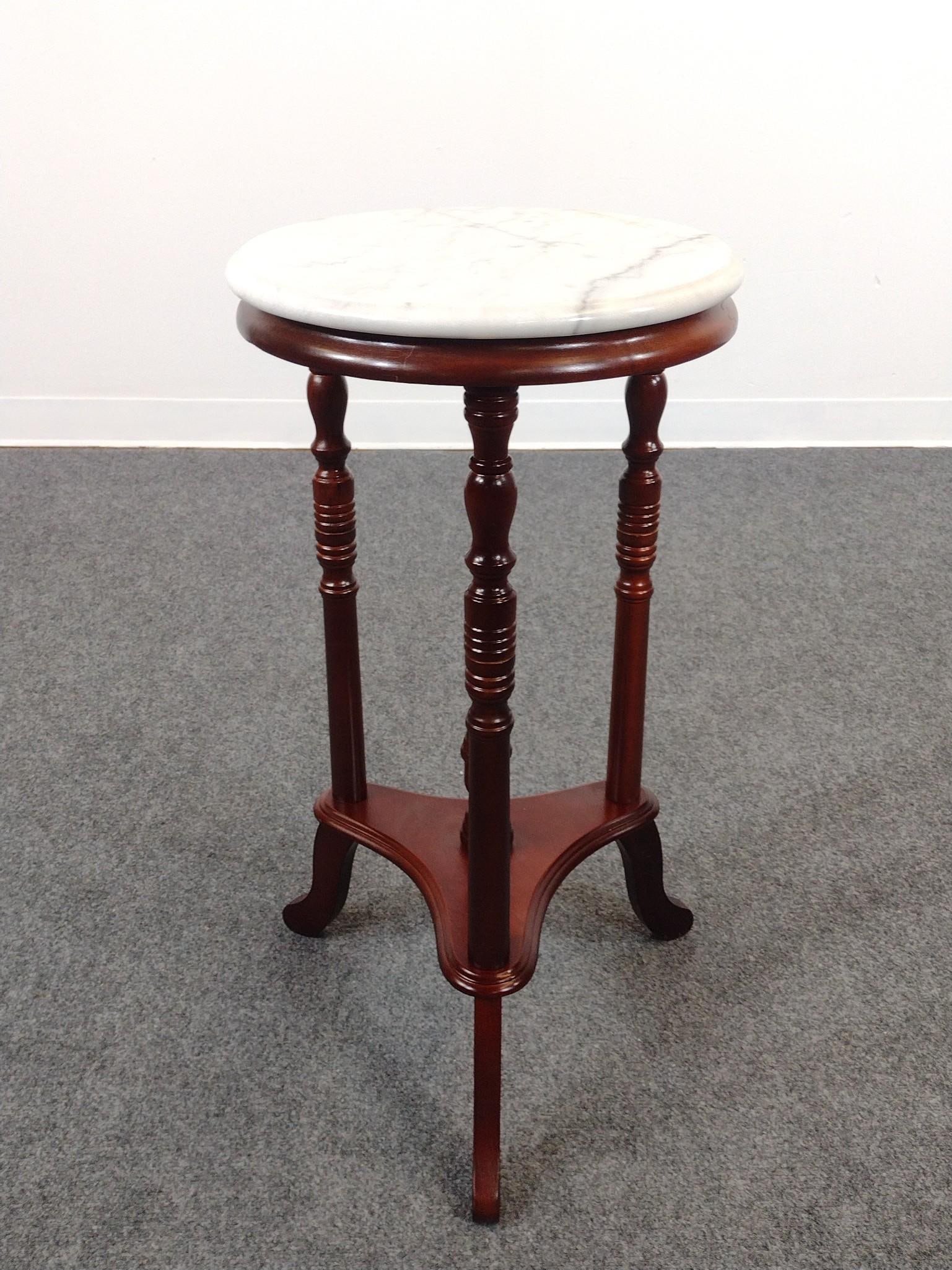 Marble Top Occasional Table: 14-1/4" diameter X 28" high.