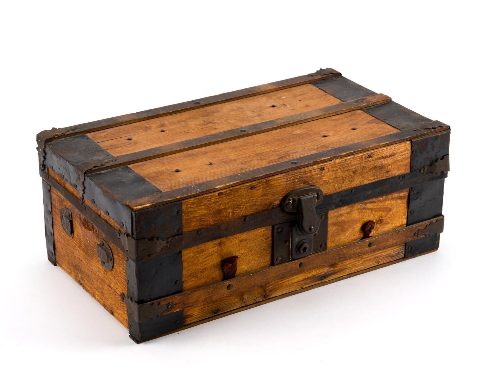 Small Antique Wooden Trunk: Measures 16" x 9" x 6 - 1/4".
