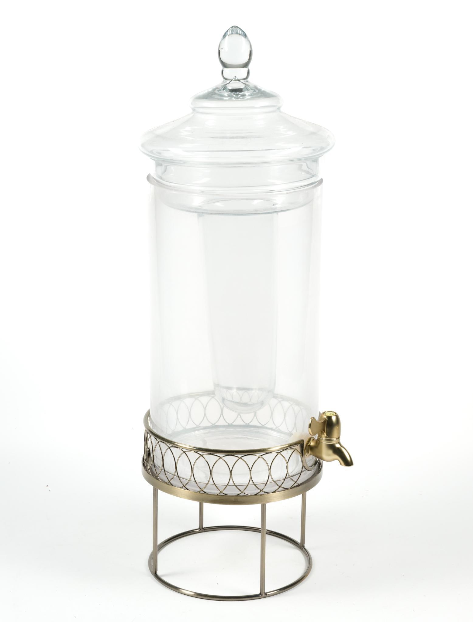 Vintage 3 Gallon Glass Beverage Dispenser: Measures 8 - 1/2" x 28 - 1/2" x 8 - 1/2".