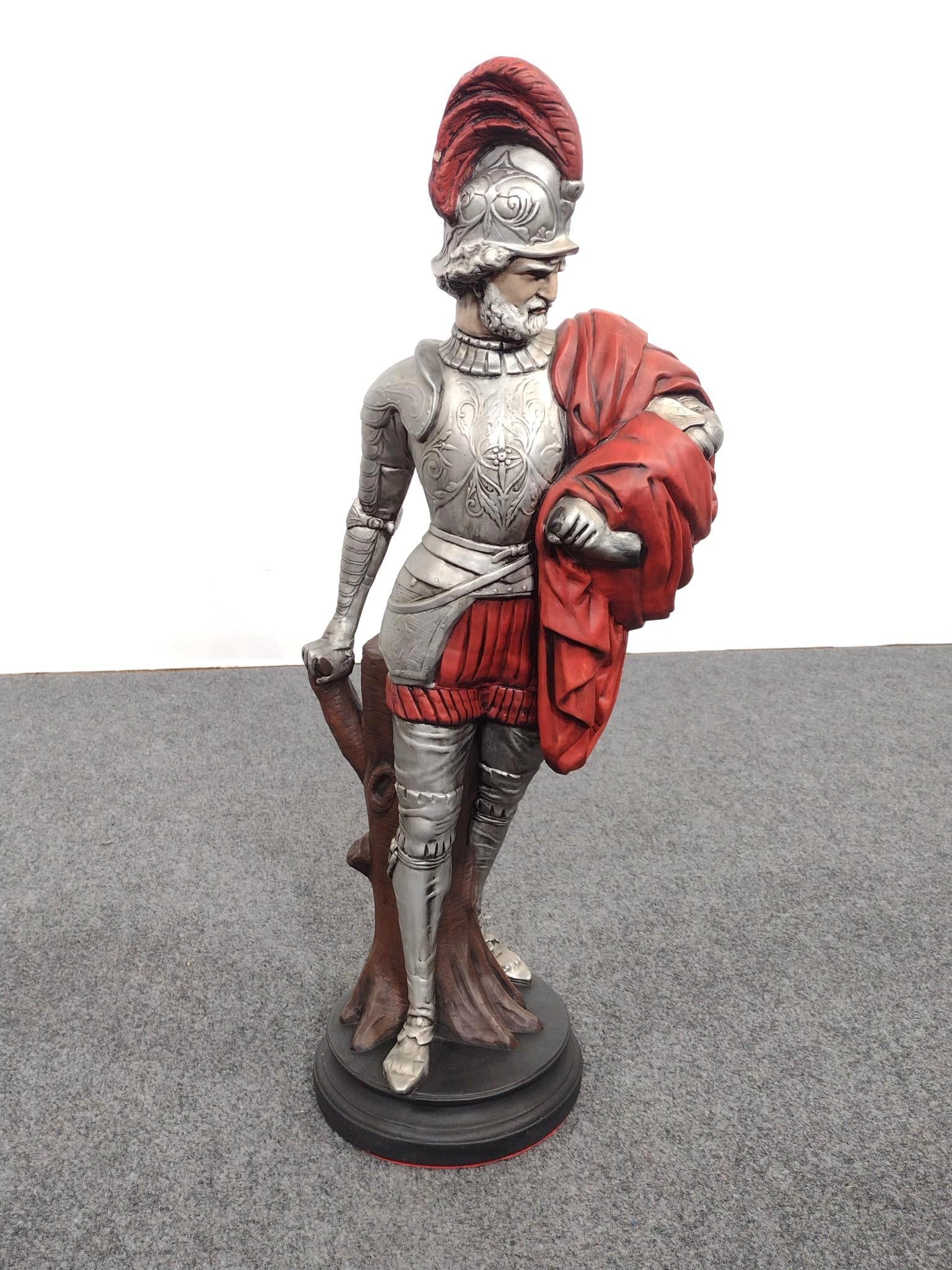 Spanish Conquistador Statue: 14" wide X 9" deep X 30-1/2" high.