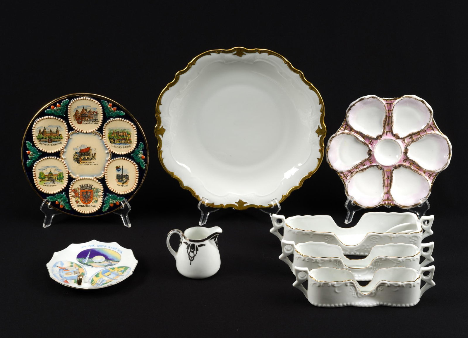 Porcelain Serving Incl. Reichenbach: Largest piece measures 12 - 1/2" in diameter.