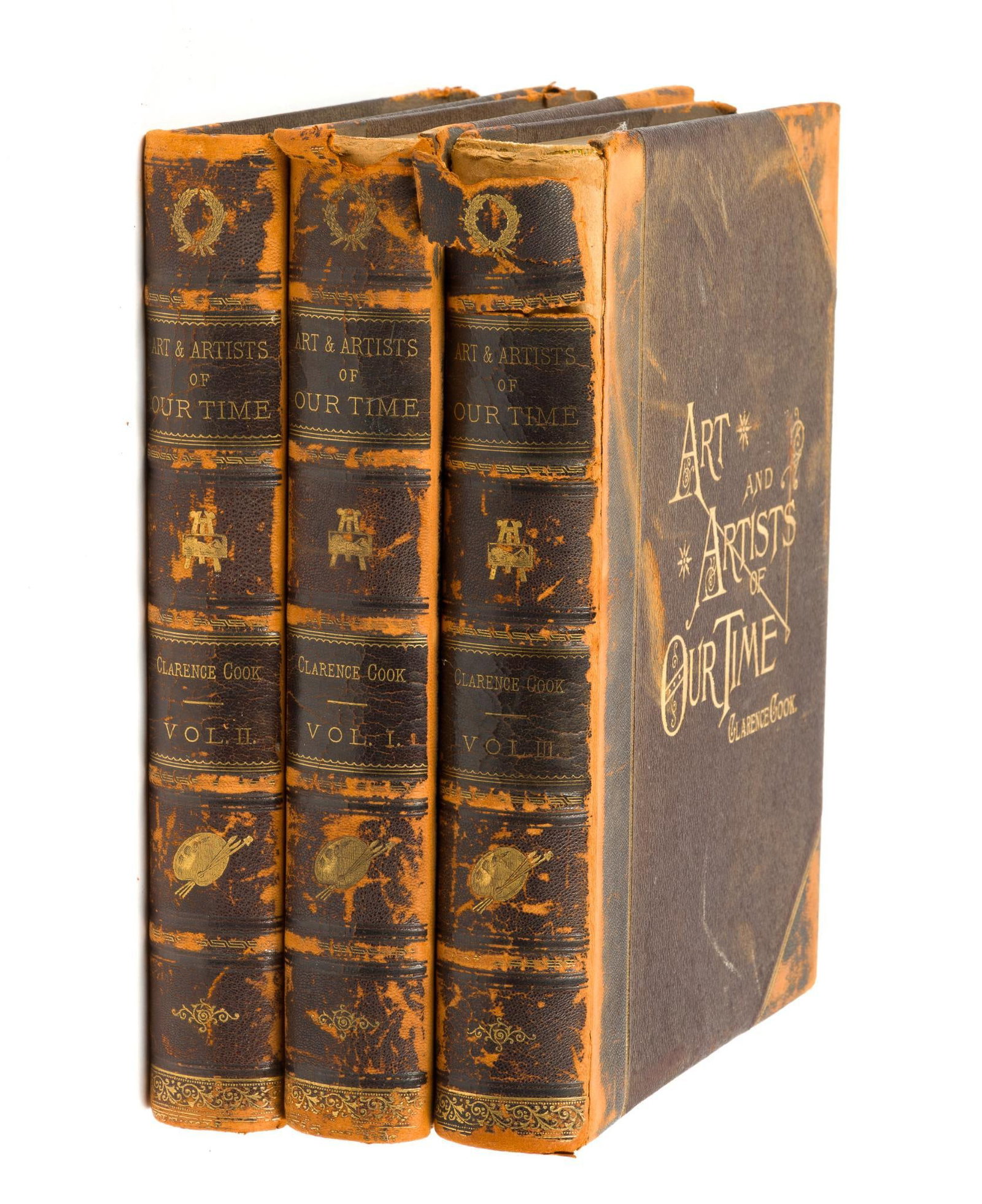 3 Volumes of Art and Artists of Our Time by Clarence Cook: Published in 1888 by Selmar Hess. 10" x 13" x 1". Normal wear consistent with use and age.