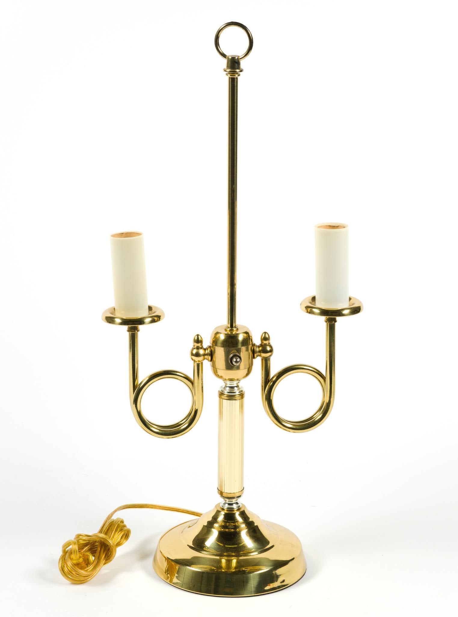 Brass Alsy Table Lamp: No shade. Measures 10" x 21 - 1/4" x 5 - 3/4".