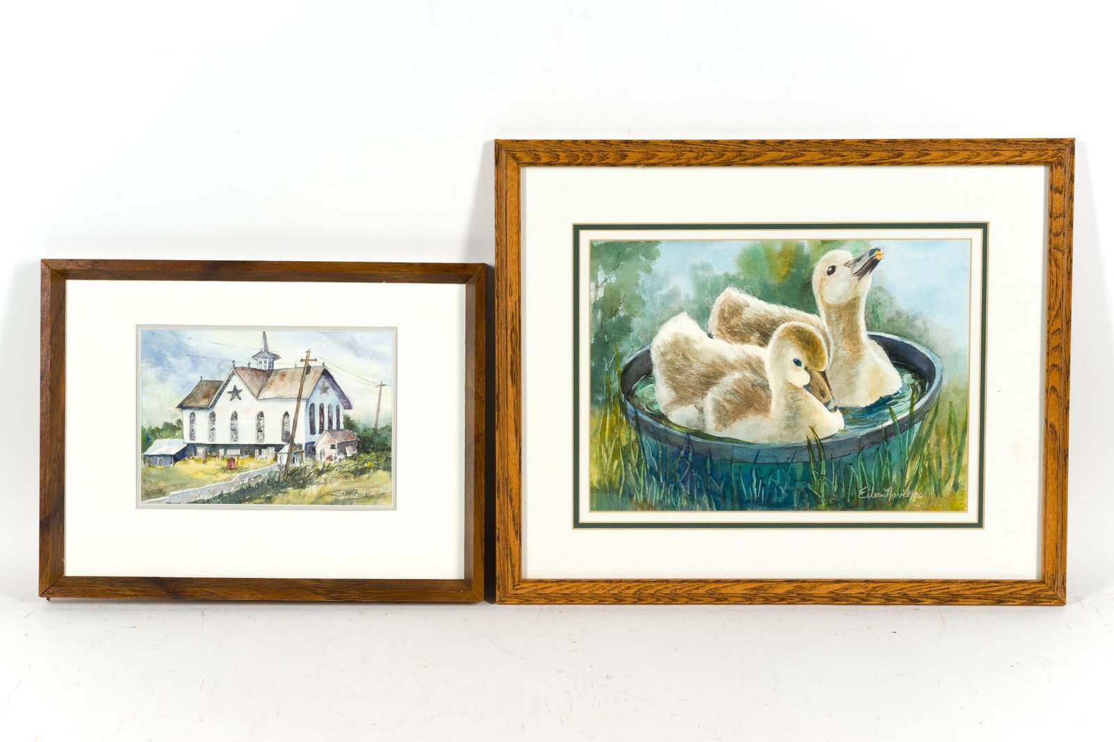 2 Framed Prints: 1) Signed lower right. 17 - 1/2" x 21 - 1/2". 2) Print of the Star Barn. 13" x 17".