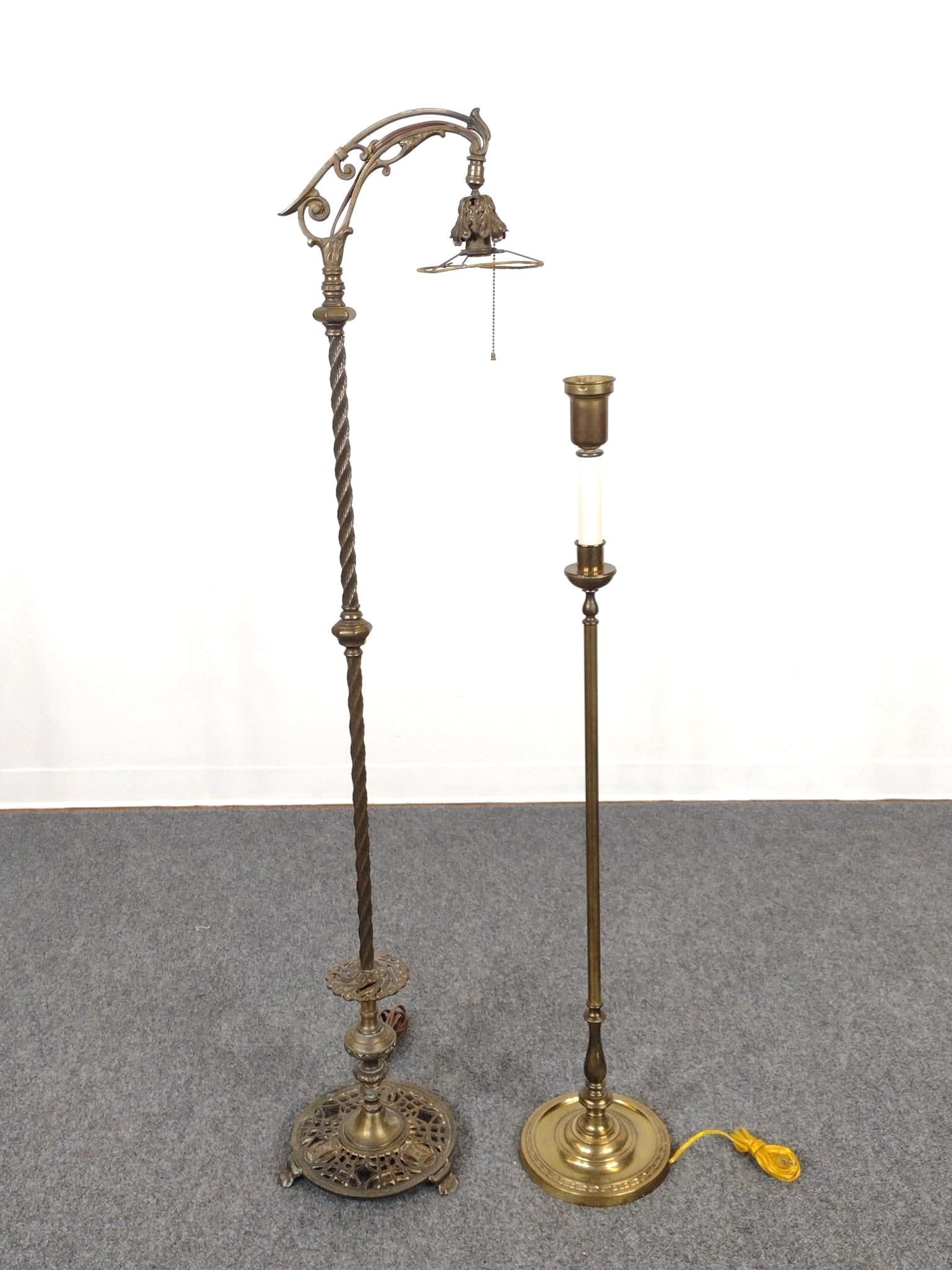 2 Metal Floor Lamps: 46" to 59" high.