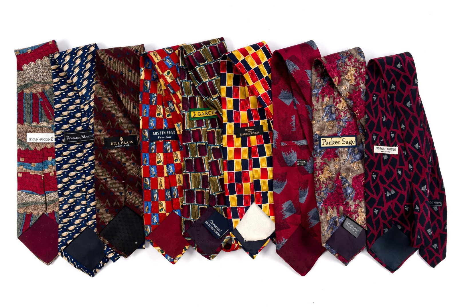 9 Designer Ties: Includes Armani, Marks and Spencer, Bill Blass and more.