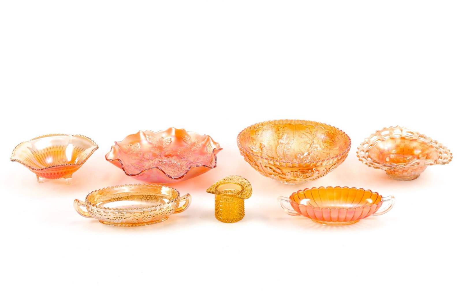 7 Pieces of Orange Glass incl Carnival and Fenton (1 of 8)