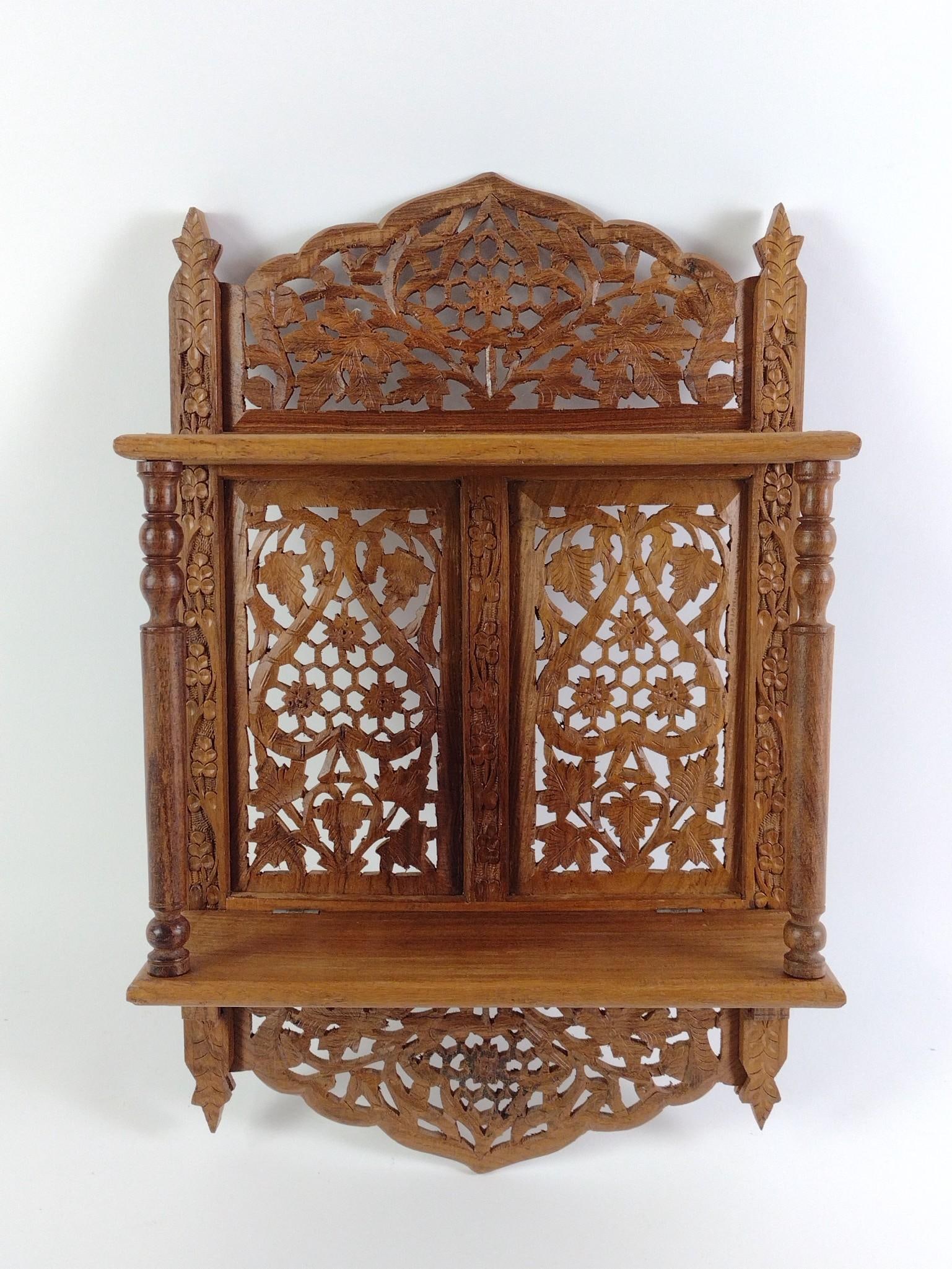 Decorative Carved Wooden Hanging Shelf (1 of 5)