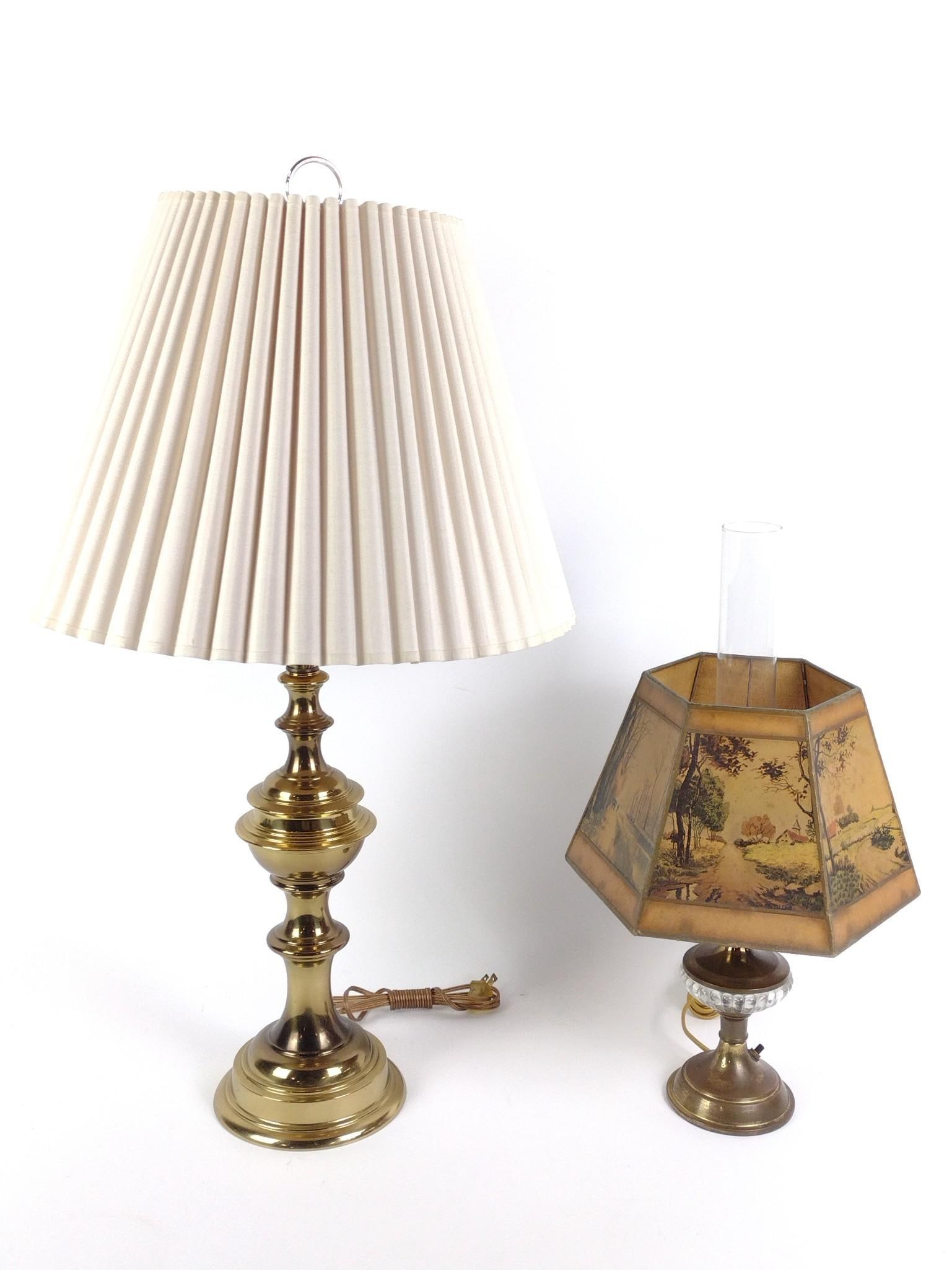 Vintage Hexagonal Panel Lamp & Brass Table Lamp (1 of 4)