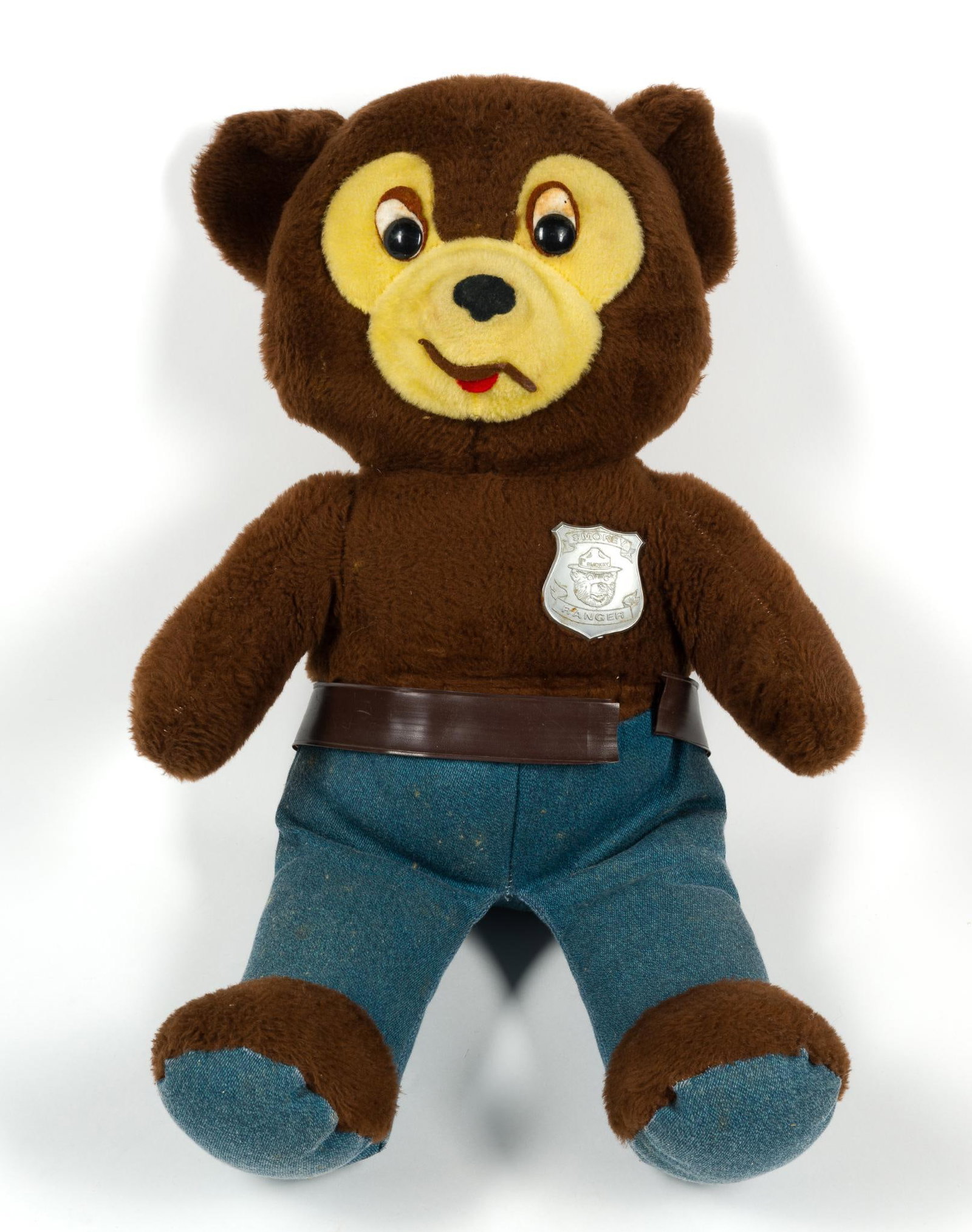 Vintage Smokey the Bear Official Plush Doll: Measures approximately 25" long.