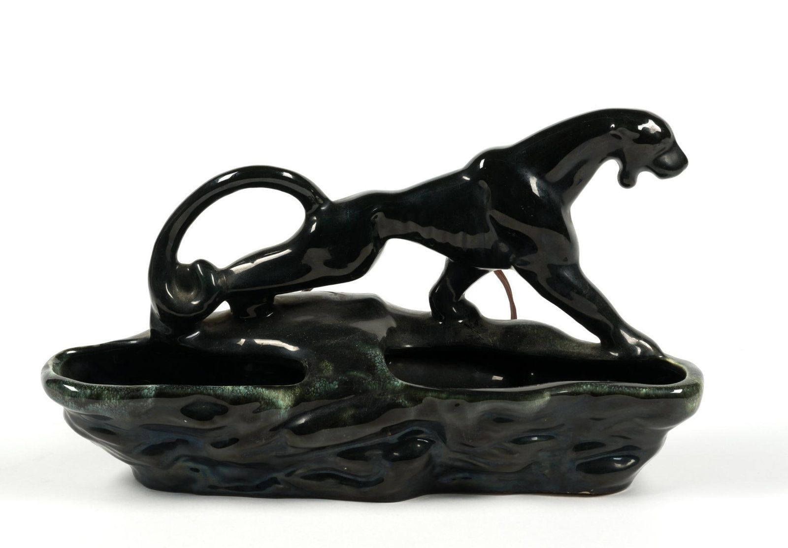 Mid-Century Modern Black Panther Television Lamp: Tested and works, great condition. Measures 15 - 1/4" x 9" x 5".