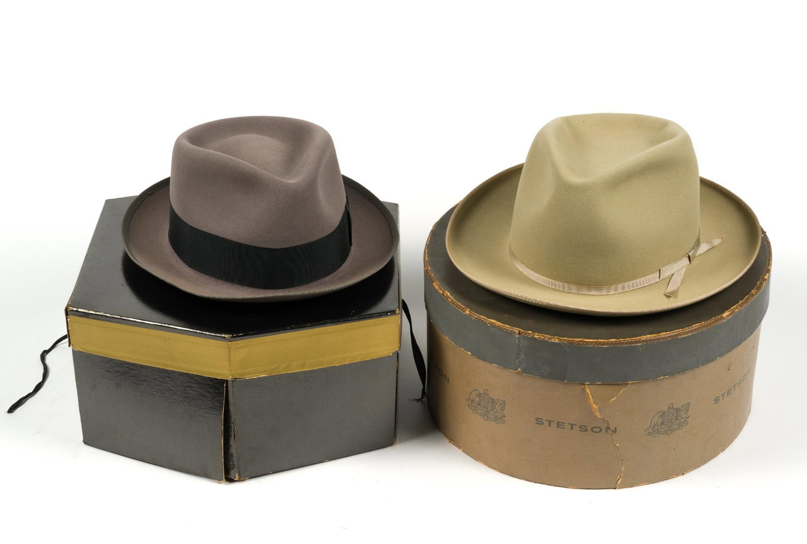 2 Vintage Stetson Hats Made in Harrisburg, Pennsylvania: Both made in Harrisburg, Pennsylvania by Gibney and King. Size 7 - 5/8.