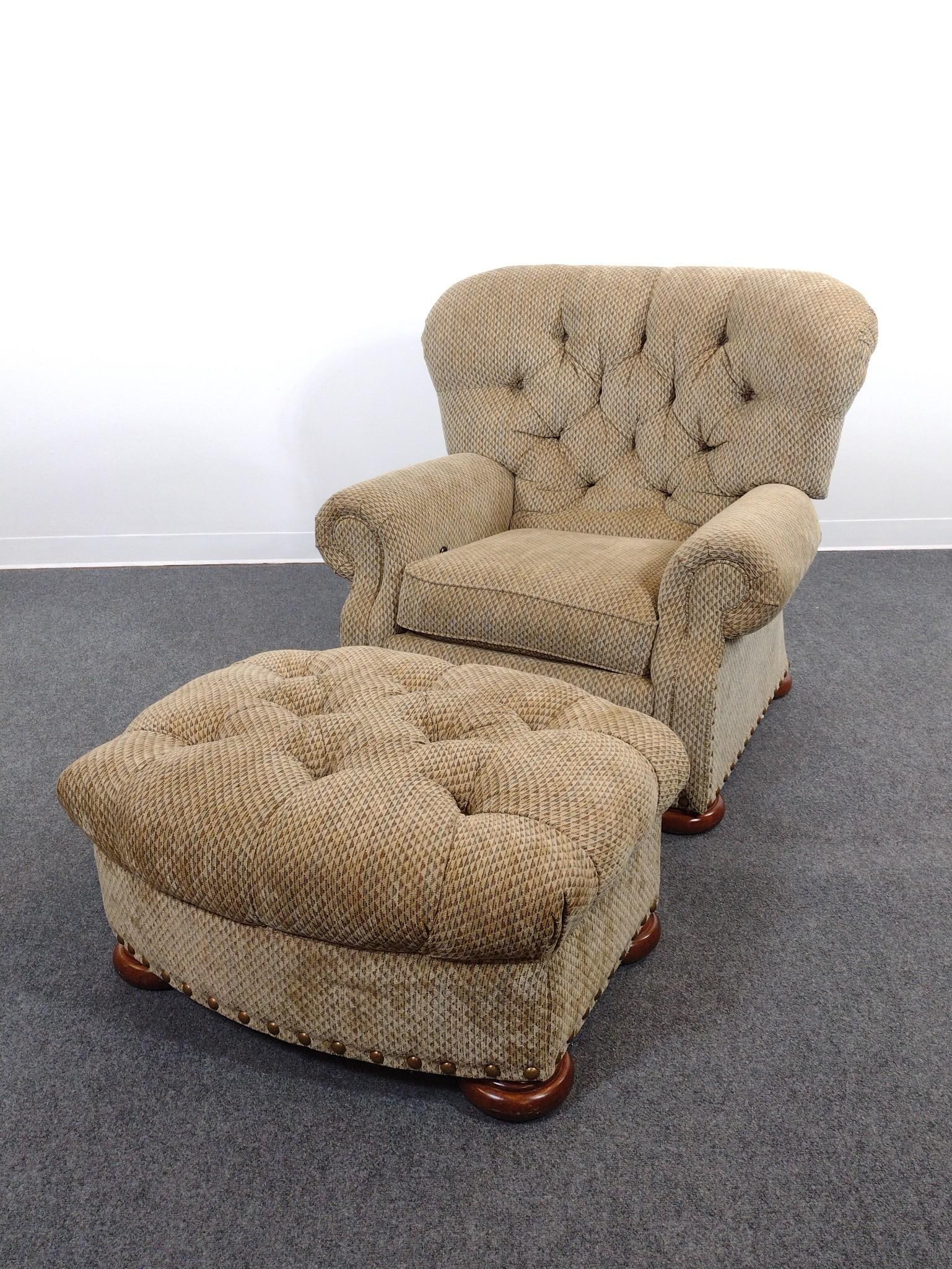 La-Z-Boy Reclining Chair W/ Ottoman: Chair 40-1/2" wide X 33" deep X 36" high. Ottoman 32" wide X 26" deep X 16-1/2" high.