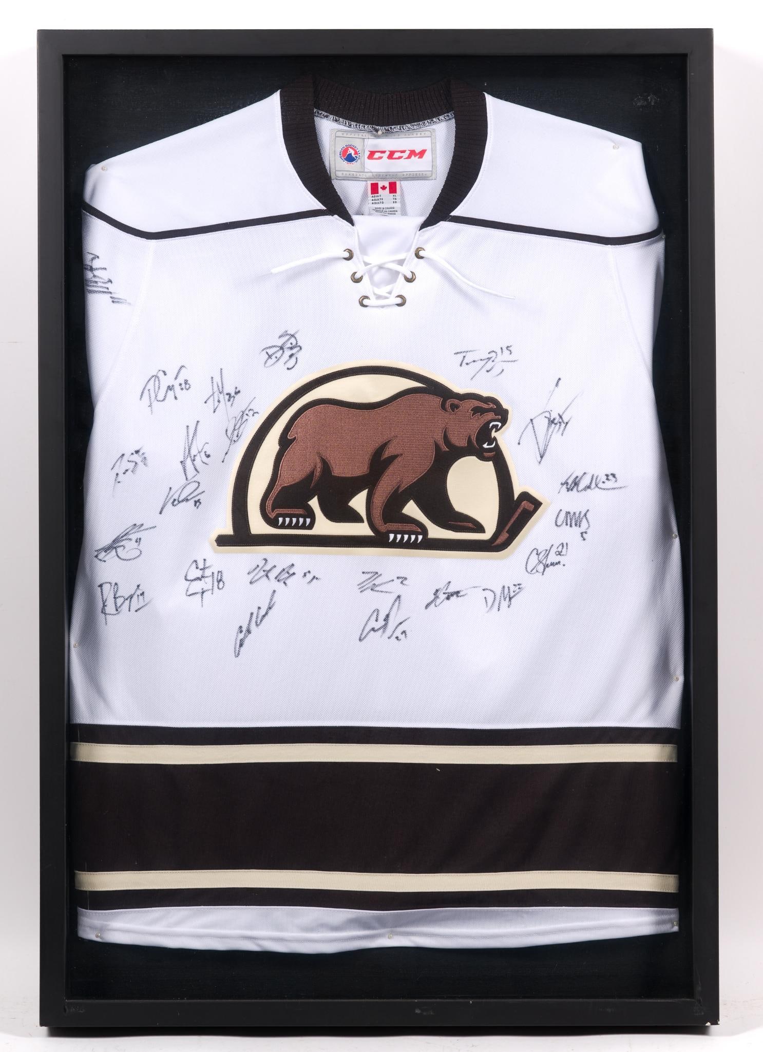 Signed Hershey Bears Jersey: Frame measures 37 - 1/2" x 27 - 1/2".