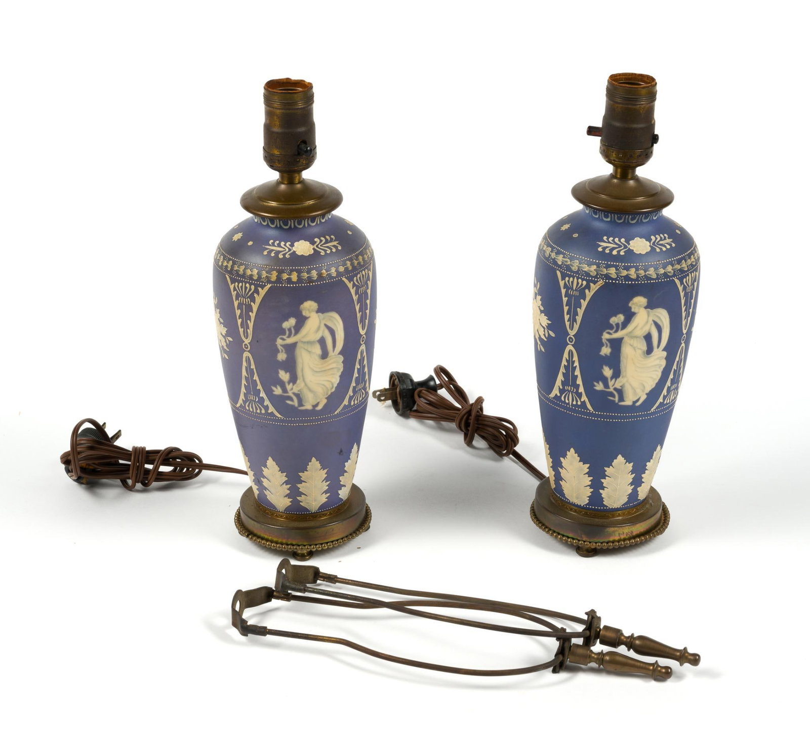 Pair of Vintage Cameo Pottery Lamps (1 of 3)