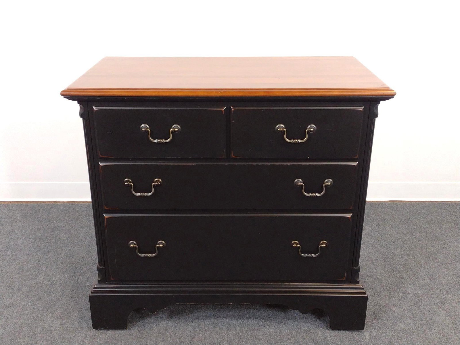 Mobel Inc. Four Drawer Chest: 36" wide X 19-1/4" deep X 32" high. Has a few light scratches.